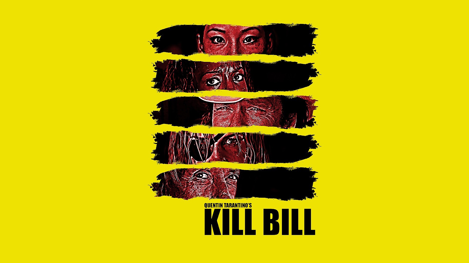 Kill Bill, Quentin Tarantino, Occhi, Sfondo giallo, Poster, Full HD, wallpaper per portatile