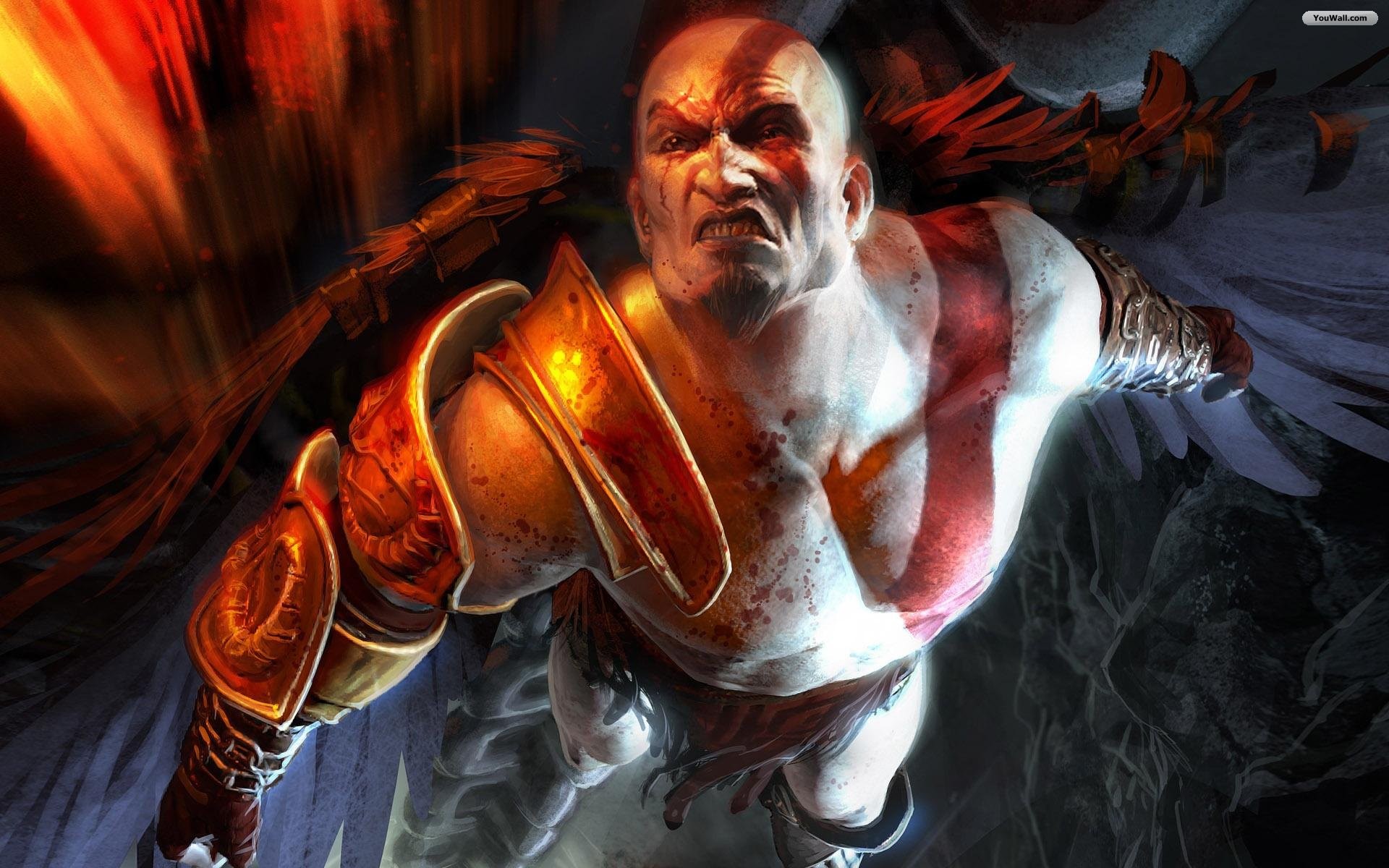 Kratos, God of War, Lame del Caos, Arte digitale, 16:10 Full HD, sfondo widescreen