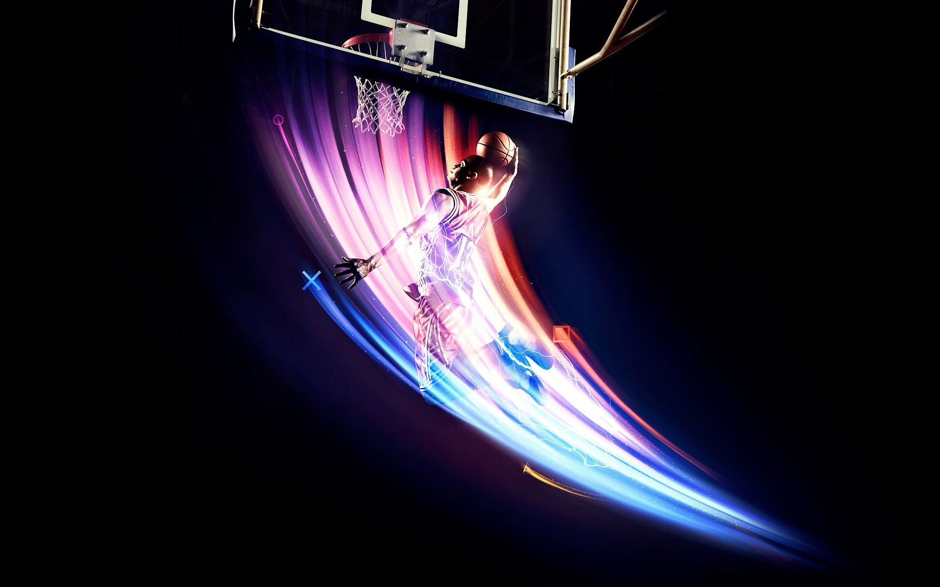 Basket, Schiacciata, Canestro, Scie luminose, 1920x1200, sfondo MacBook Pro