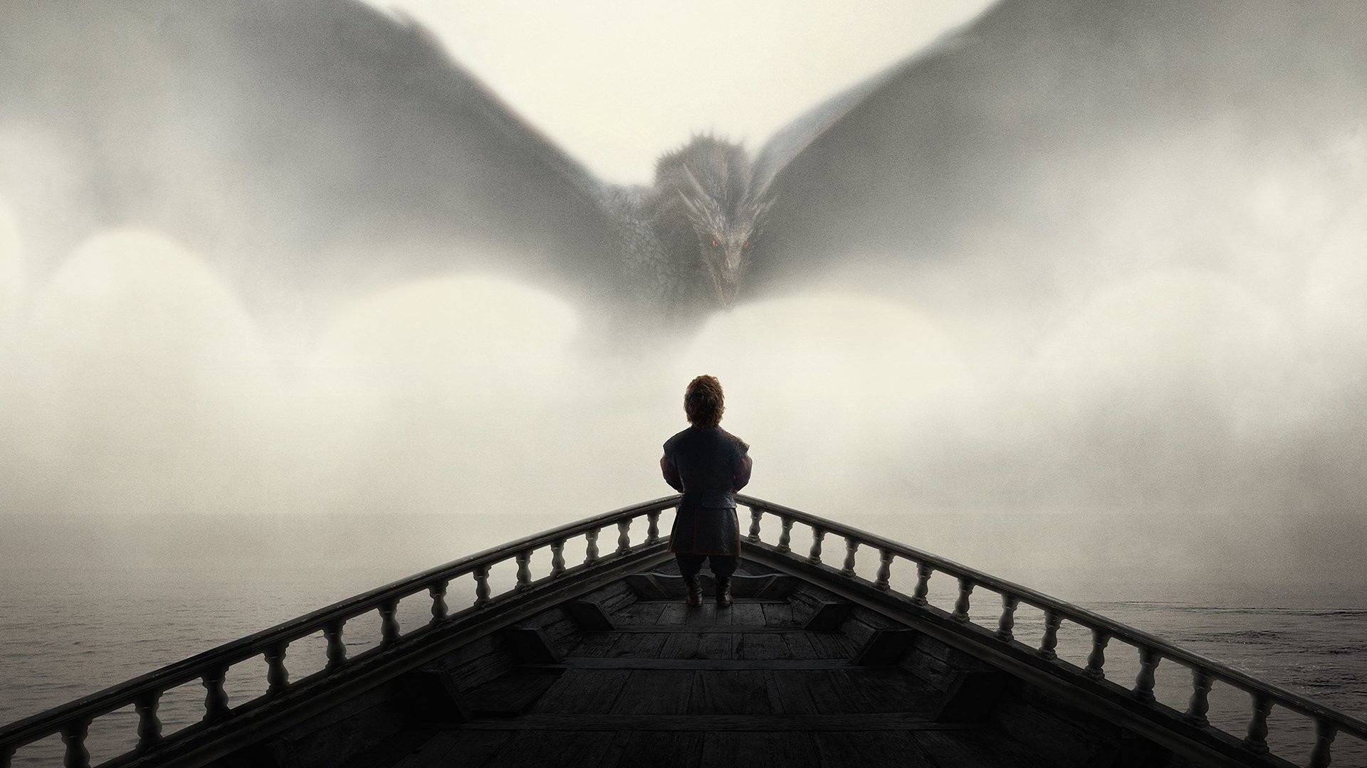 Il Trono di Spade, Tyrion Lannister, Peter Dinklage, Drago, Nave, Nebbia, sfondo widescreen Full HD