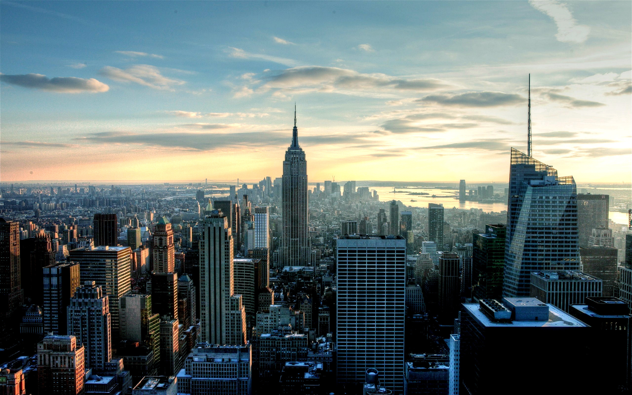 Empire State Building, Manhattan, New York, Nuvole, Vista dall'alto, sfondo MacBook Pro