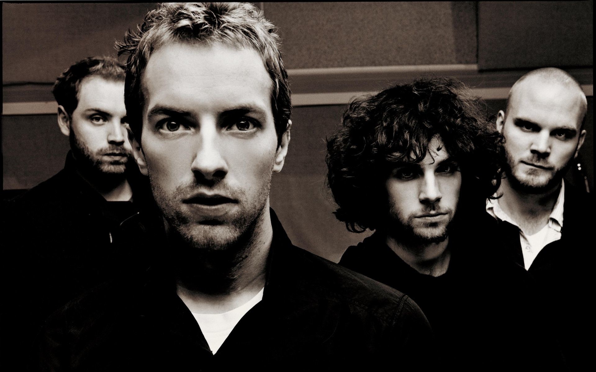 Coldplay, Chris Martin, Jonny Buckland, Guy Berryman, Will Champion, Seppia, sfondo per PC