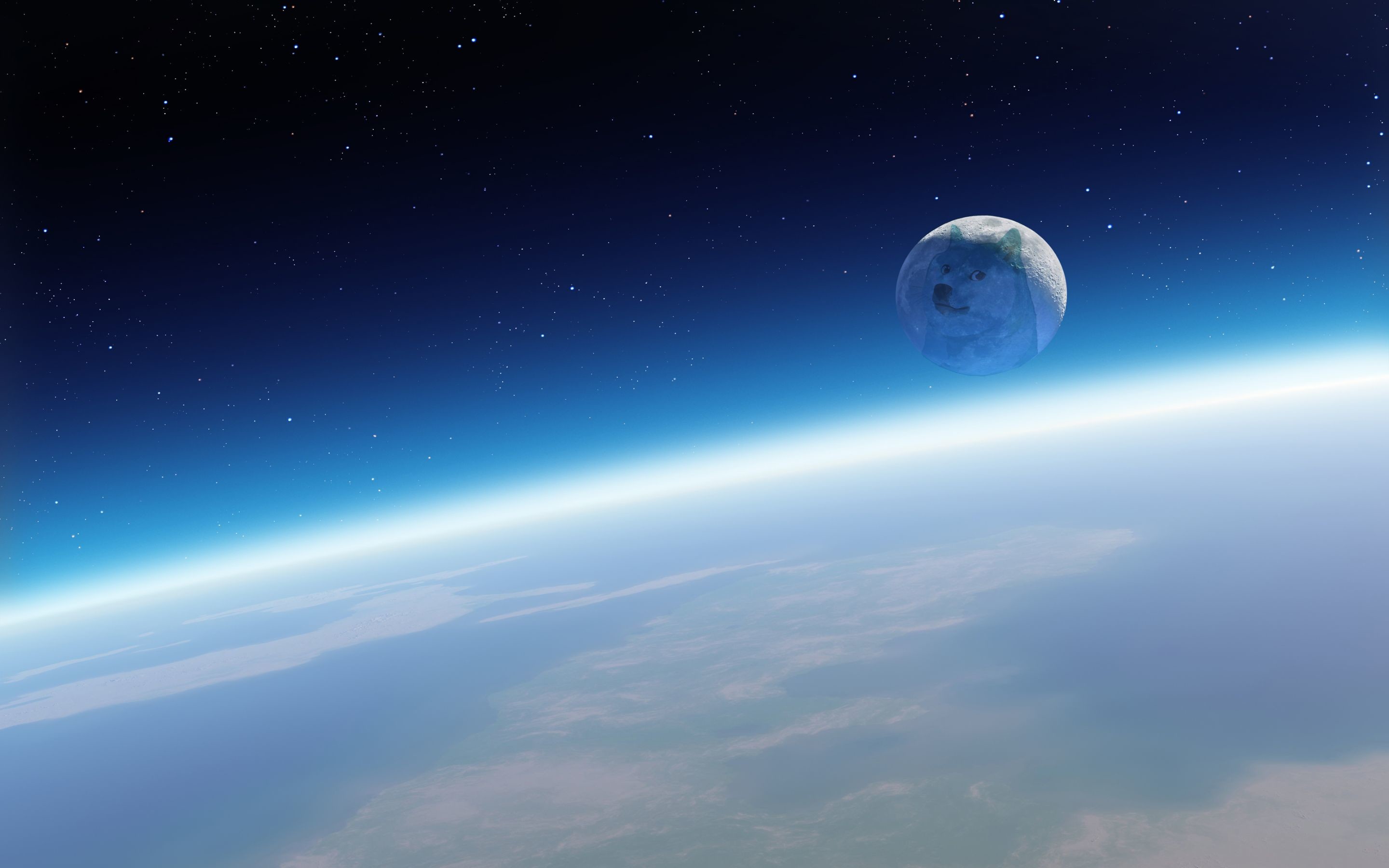 Doge, Luna, Terra dallo spazio, 2880x1800, sfondo MacBook Pro