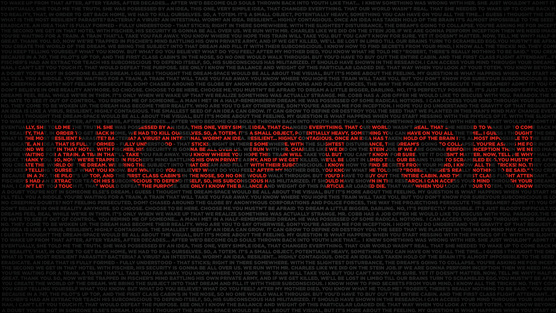 Inception, Tipografia, Rosso, Sfondo nero, Full HD, wallpaper per computer
