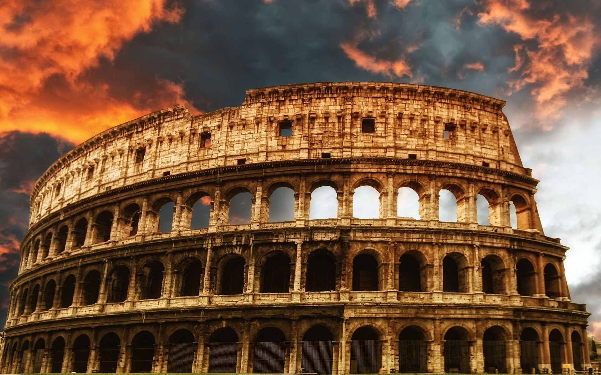 Colosseo, Roma, Cielo infuocato, 1920x1200, immagine di sfondo