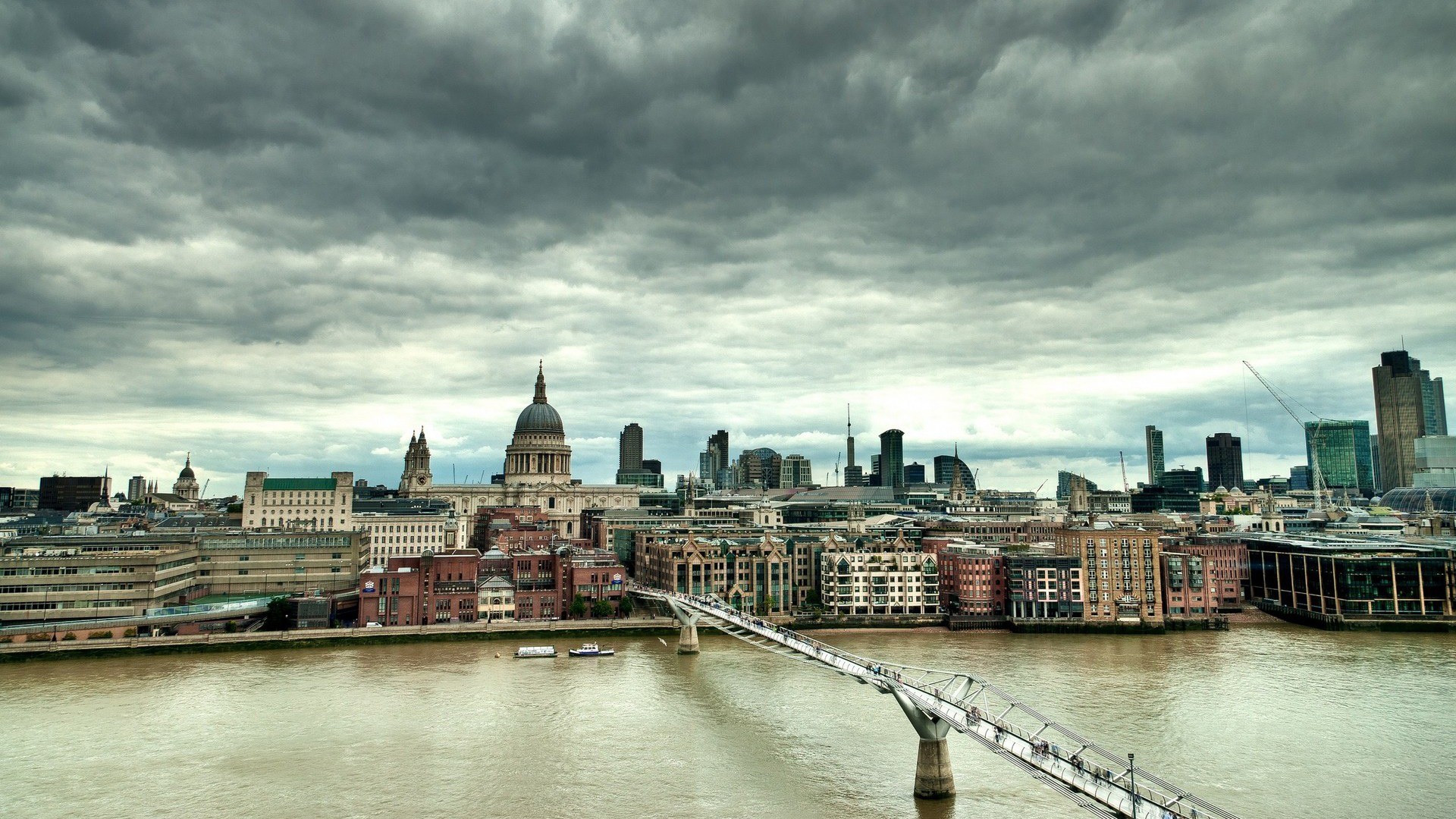 Londra, Cattedrale di Saint Paul, Millennium Bridge, Tamigi, Full HD, sfondo per portatile