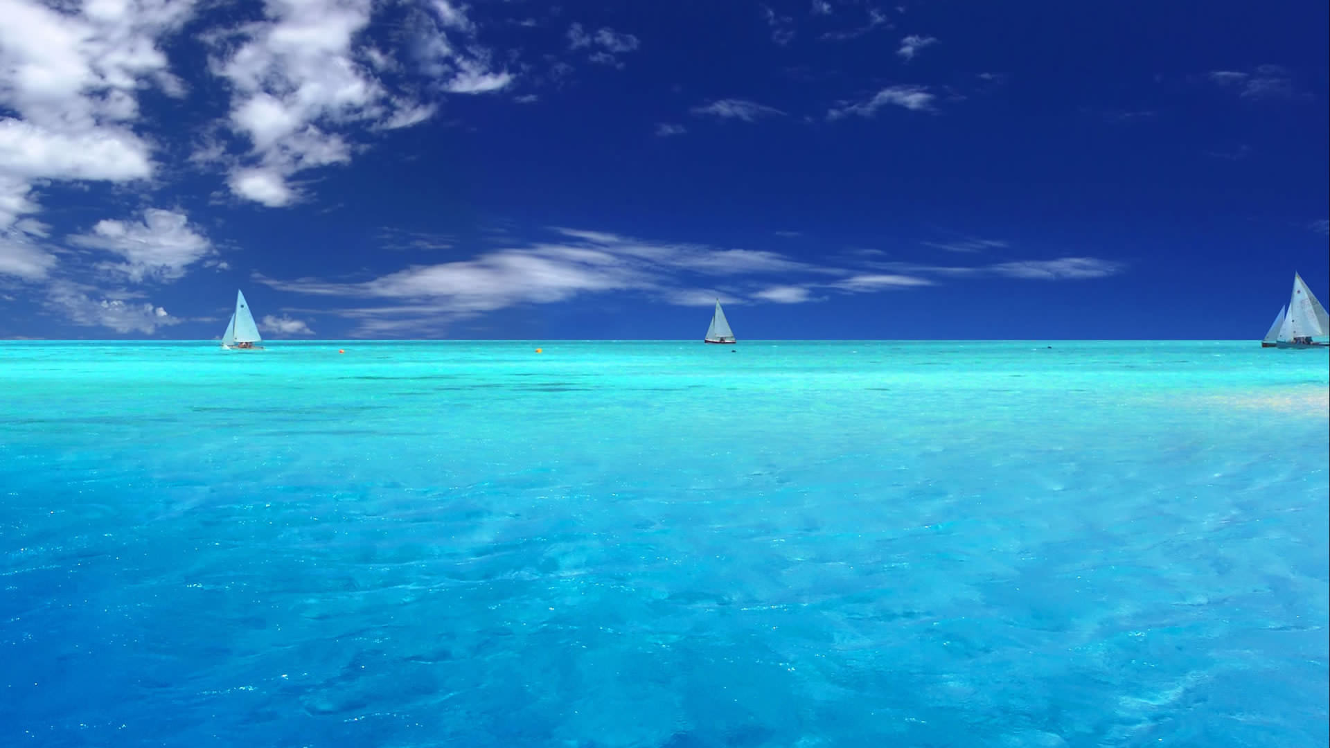 Mare turchese, Barche a vela, Cielo blu, Orizzonte, Full HD, wallpaper per computer