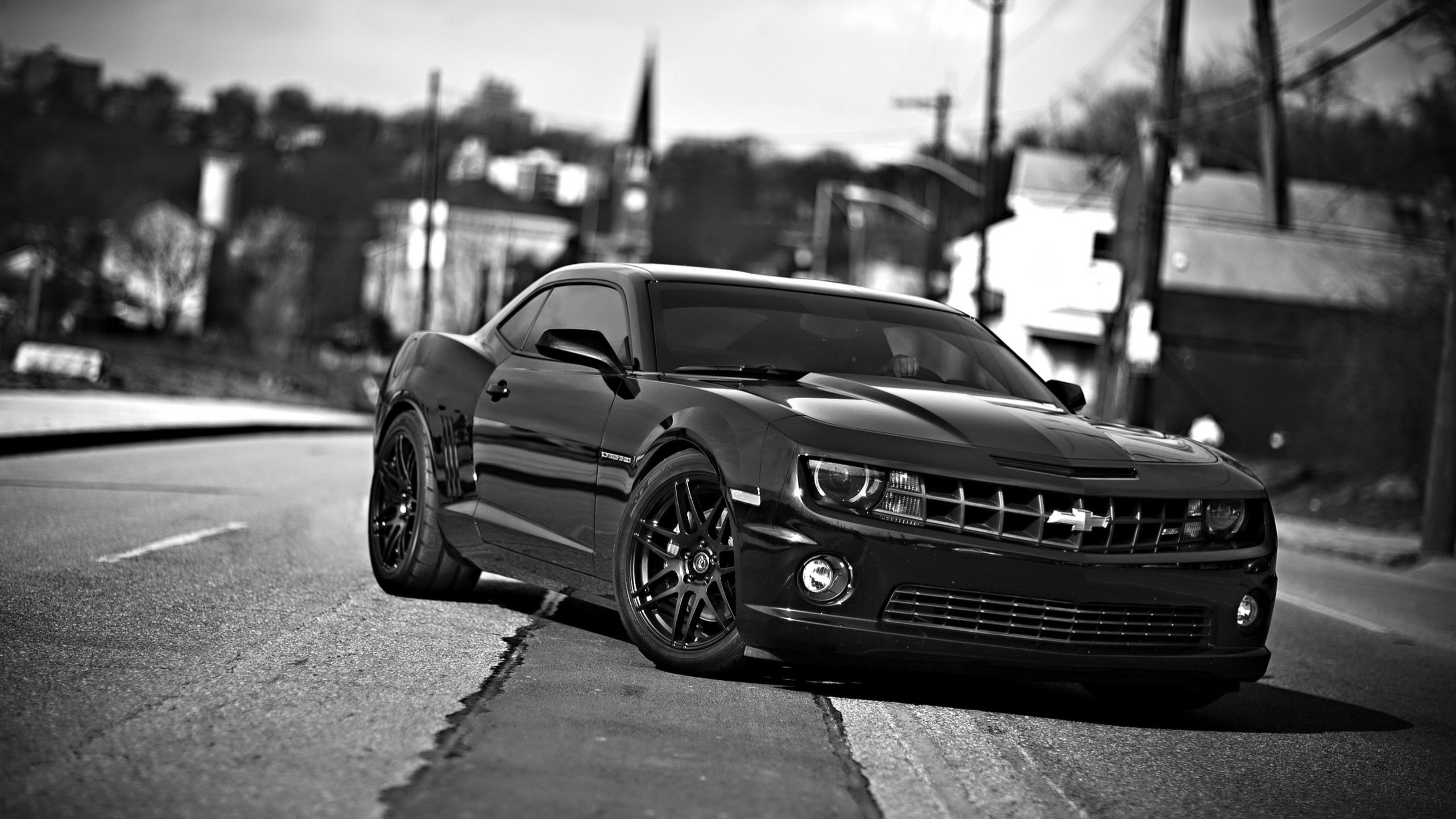 Chevrolet Camaro, Nero, Bianco e nero, 2560x1440, sfondo per PC
