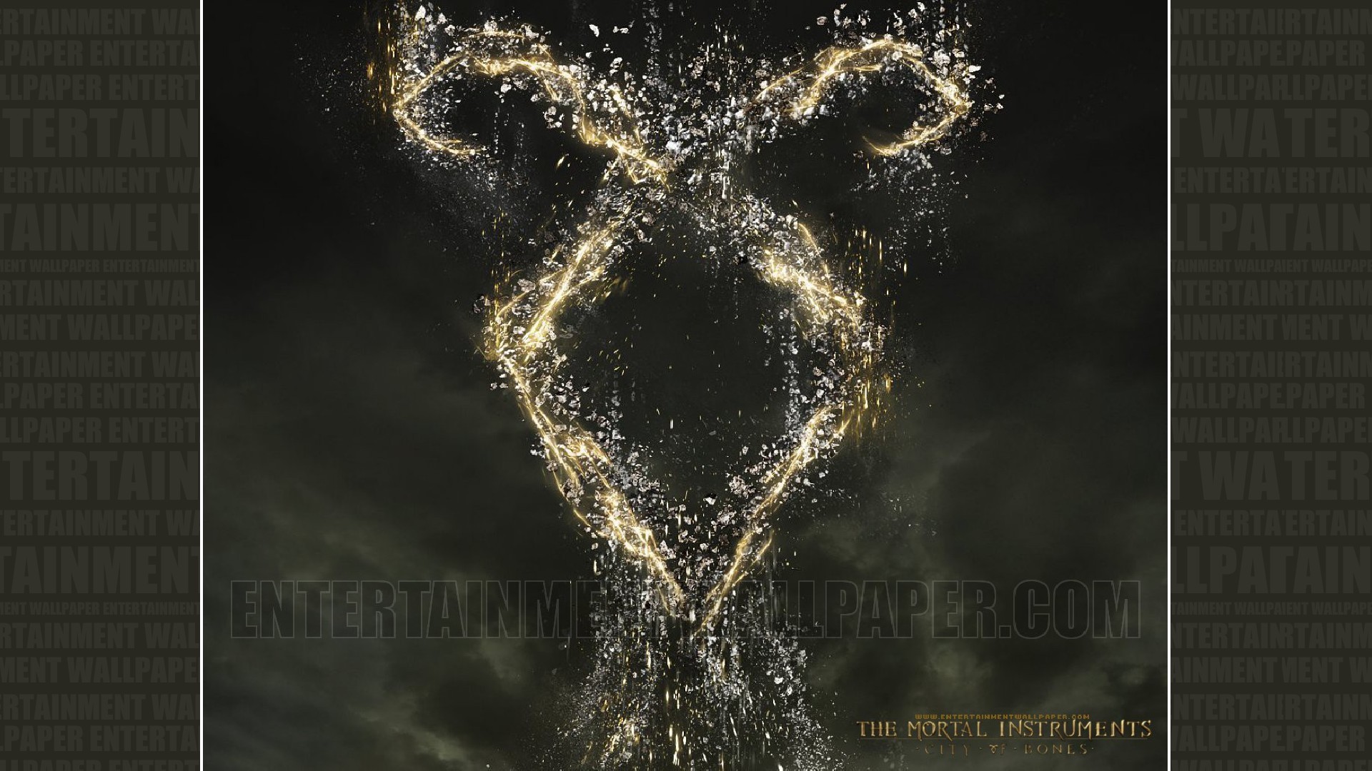 Runa Angelica, Shadowhunters: The Mortal Instruments, Particelle dorate, Sfondo scuro, wallpaper Full HD