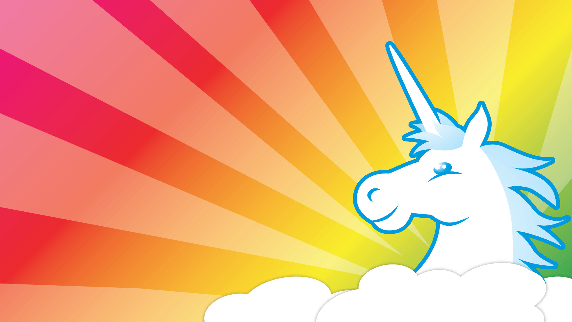 Unicorno, Raggi arcobaleno, Cartone, Nuvole, Full HD, sfondo per portatile