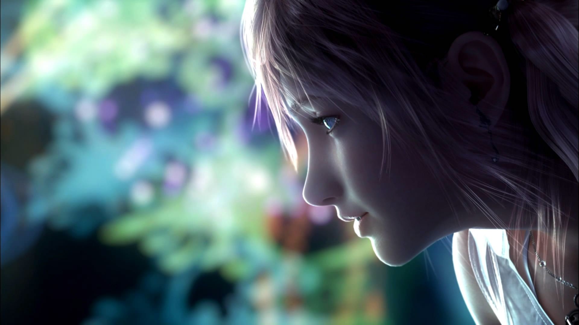Lightning, Final Fantasy XIII, Profilo, Bokeh, Full HD, sfondo desktop