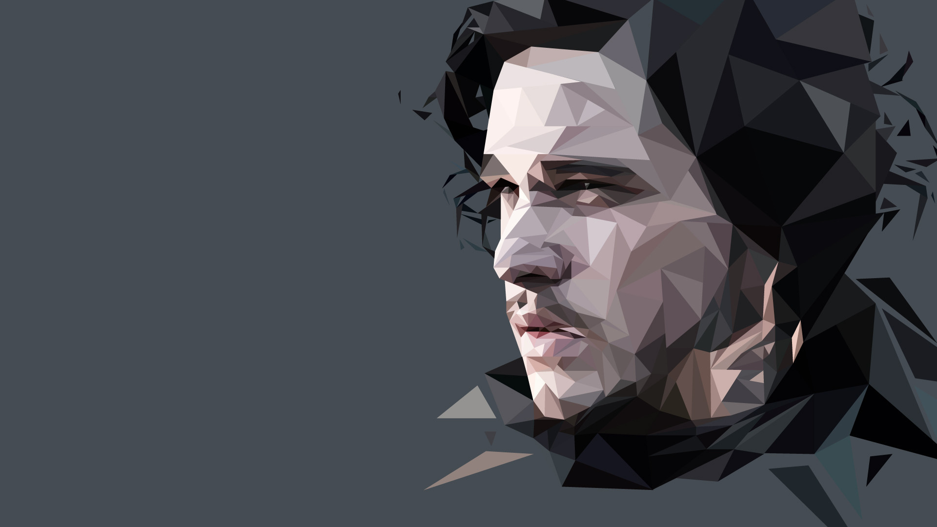 Jon Snow, Il Trono di Spade, Low poly, Ritratto, 16:9 Full HD, sfondo widescreen