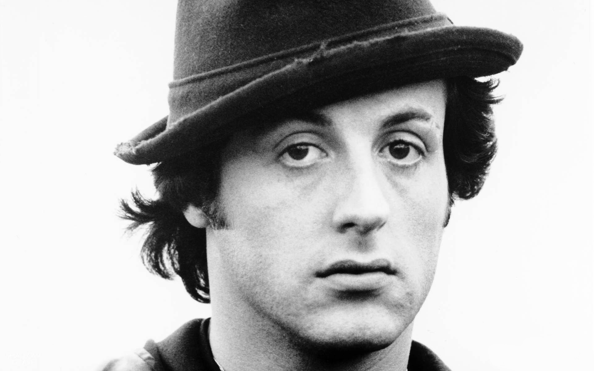 Rocky Balboa, Sylvester Stallone, Cappello, Bianco e nero, Full HD, sfondo per PC