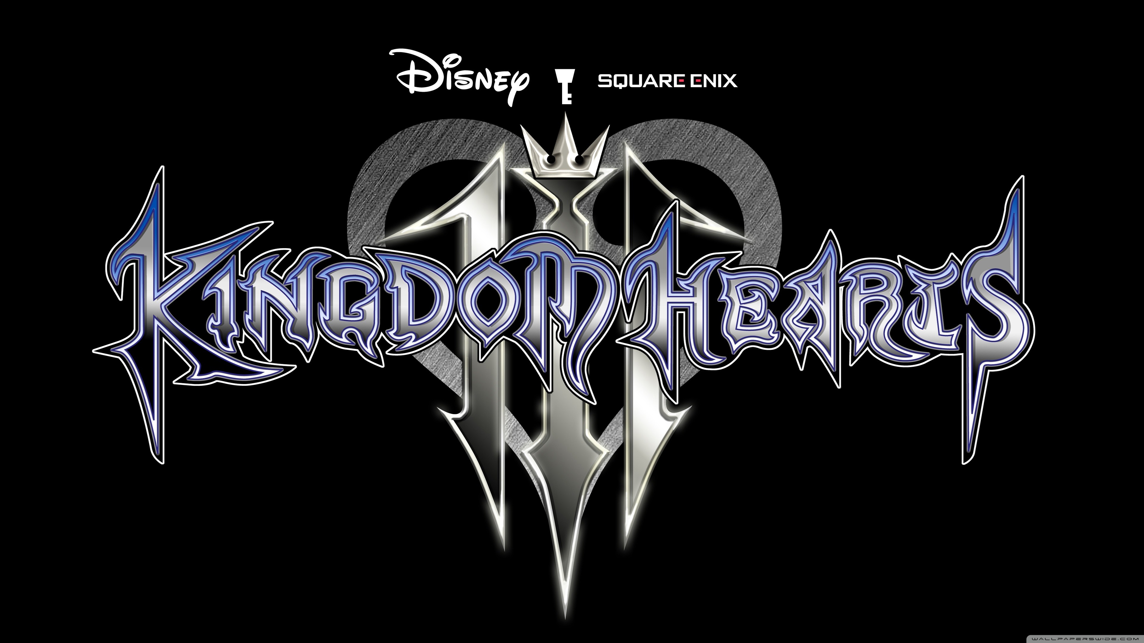 Kingdom Hearts III, Logo, Disney, Square Enix, Sfondo nero, 4K, wallpaper per portatile
