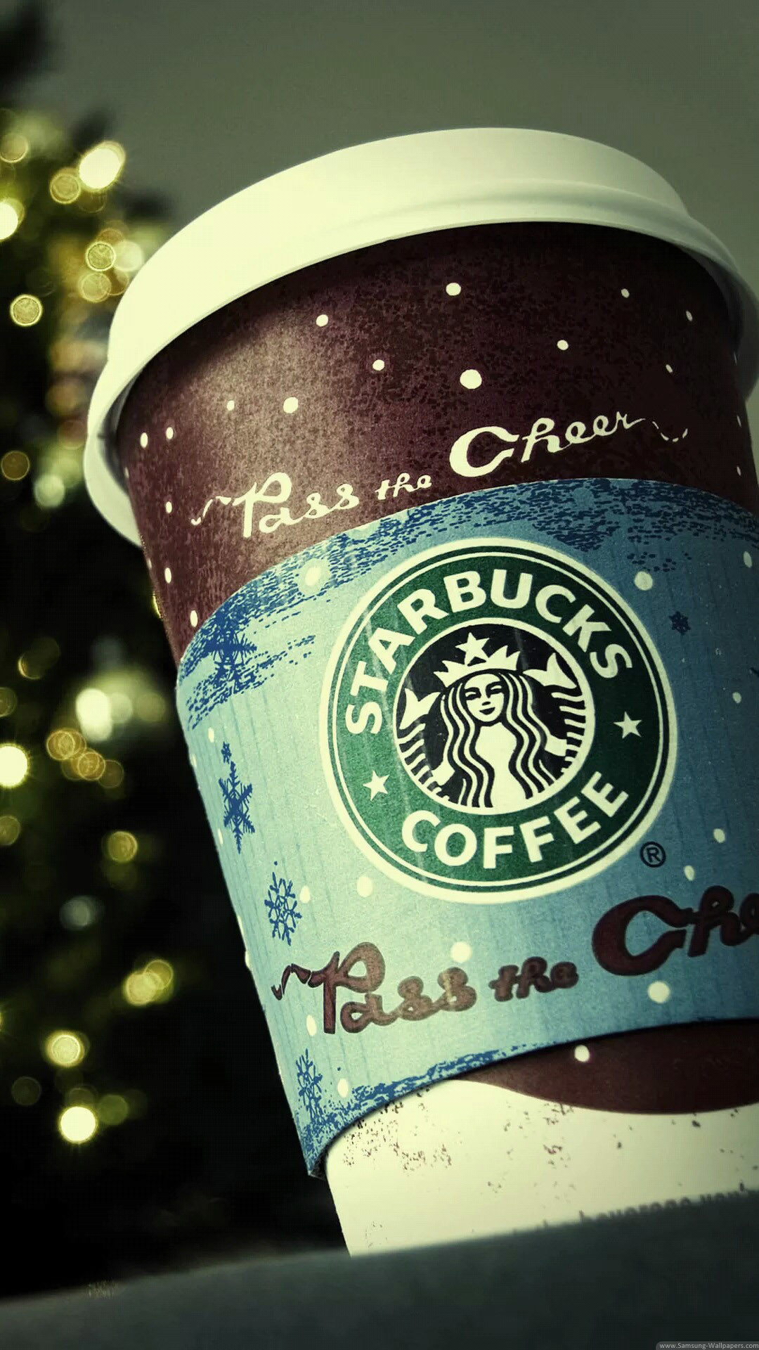Starbucks, Tazza di caffè, Natale, Bokeh, Full HD, sfondo verticale per cellulare