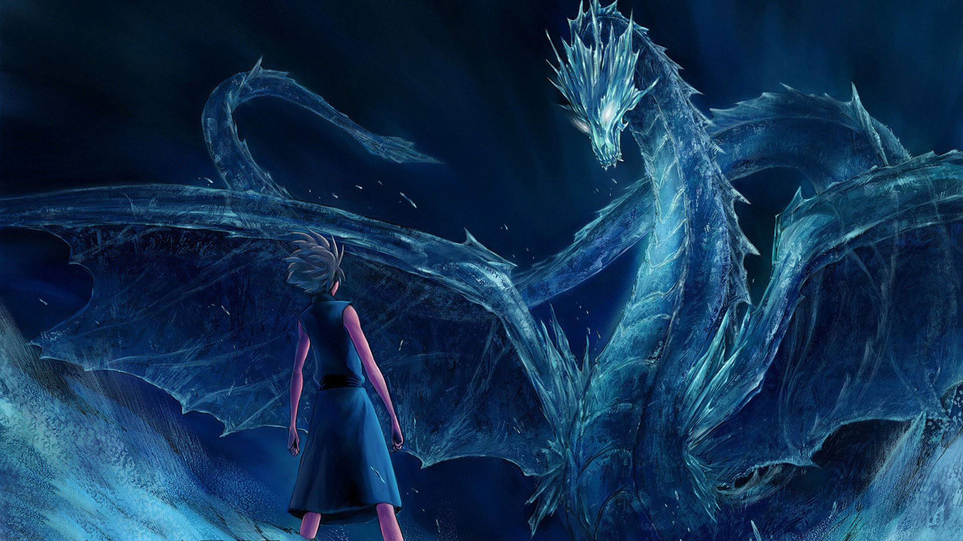 Hyōrinmaru, Bleach, Drago di ghiaccio, Blu, Full HD, wallpaper desktop
