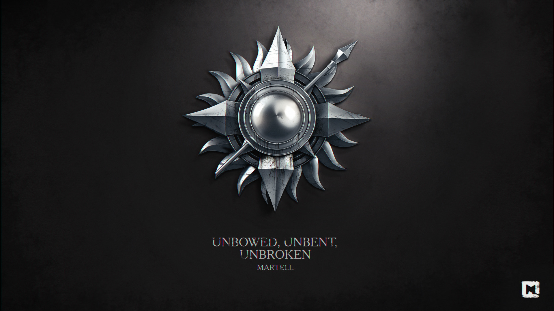 Sigillo di Casa Martell, Unbowed, Unbent, Unbroken, Il Trono di Spade, Metallo, sfondo Full HD