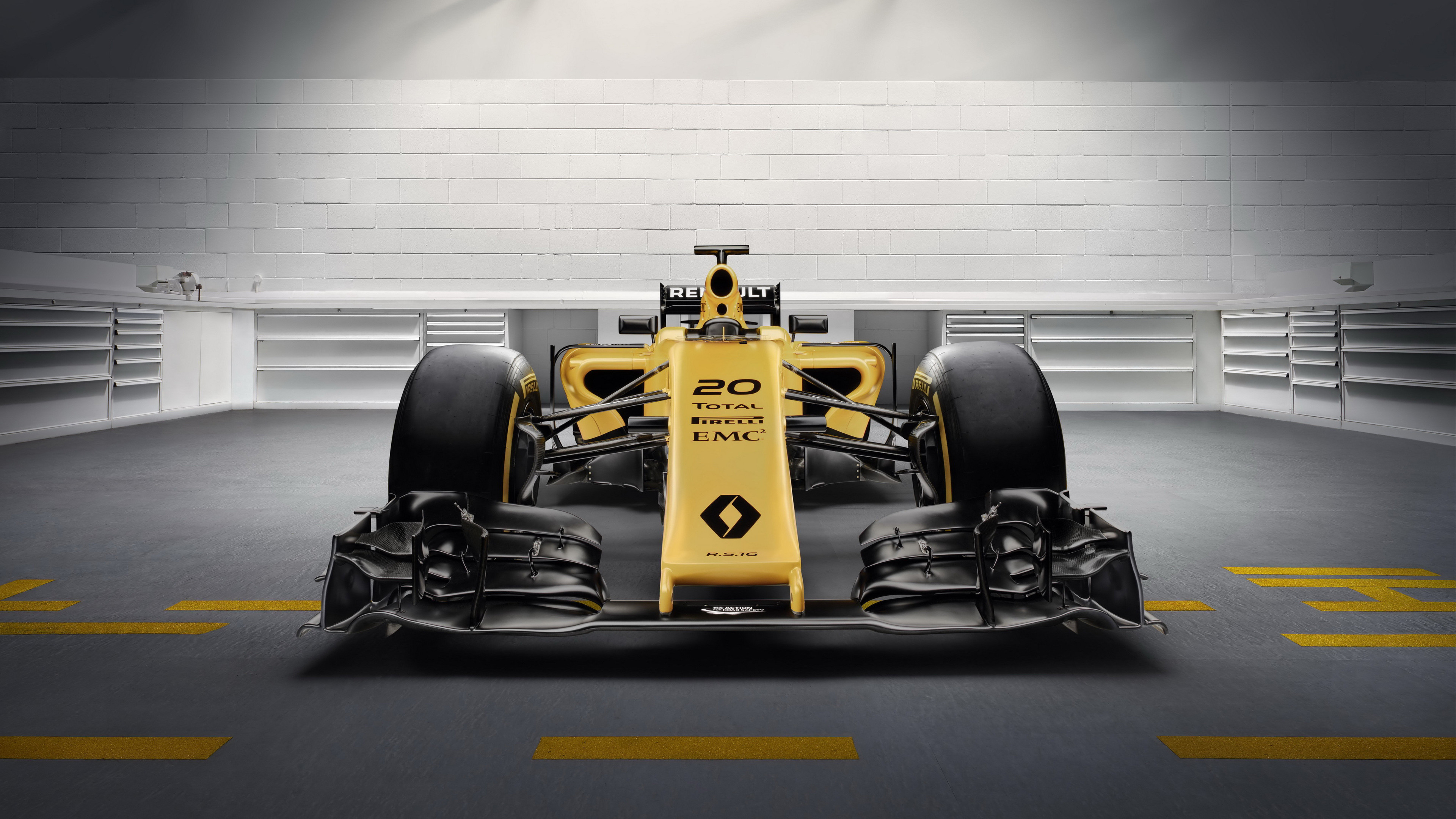Renault R.S.16, Renault F1, Formula 1, Vista frontale, Studio, 4K, sfondo per portatile