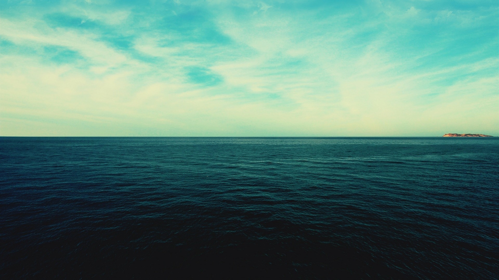 Mare, Orizzonte, Nuvole, Verde acqua, 1920x1080, immagine di sfondo