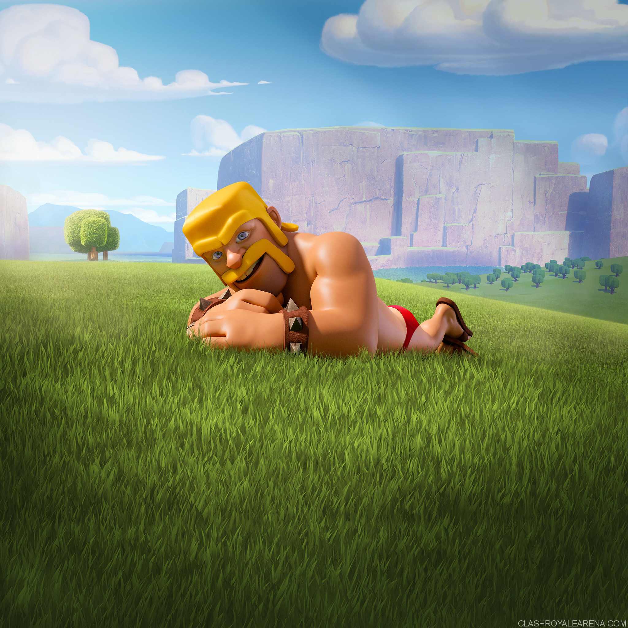 Barbaro, Clash of Clans, Prato, Cielo azzurro, Full HD, schermata di blocco iPad