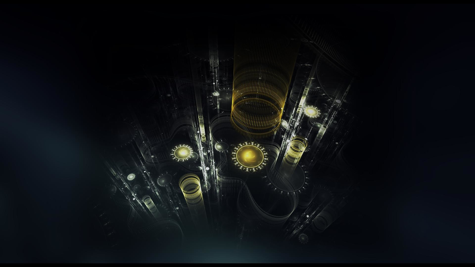 Linux, Ingranaggi, Arte digitale, Toni scuri, 16:9 Full HD, sfondo widescreen
