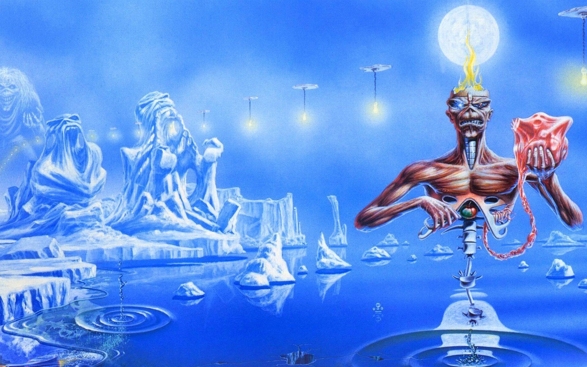 Eddie, Seventh Son of a Seventh Son, Iron Maiden, Ghiaccio, Mare, Luna, sfondo per portatile