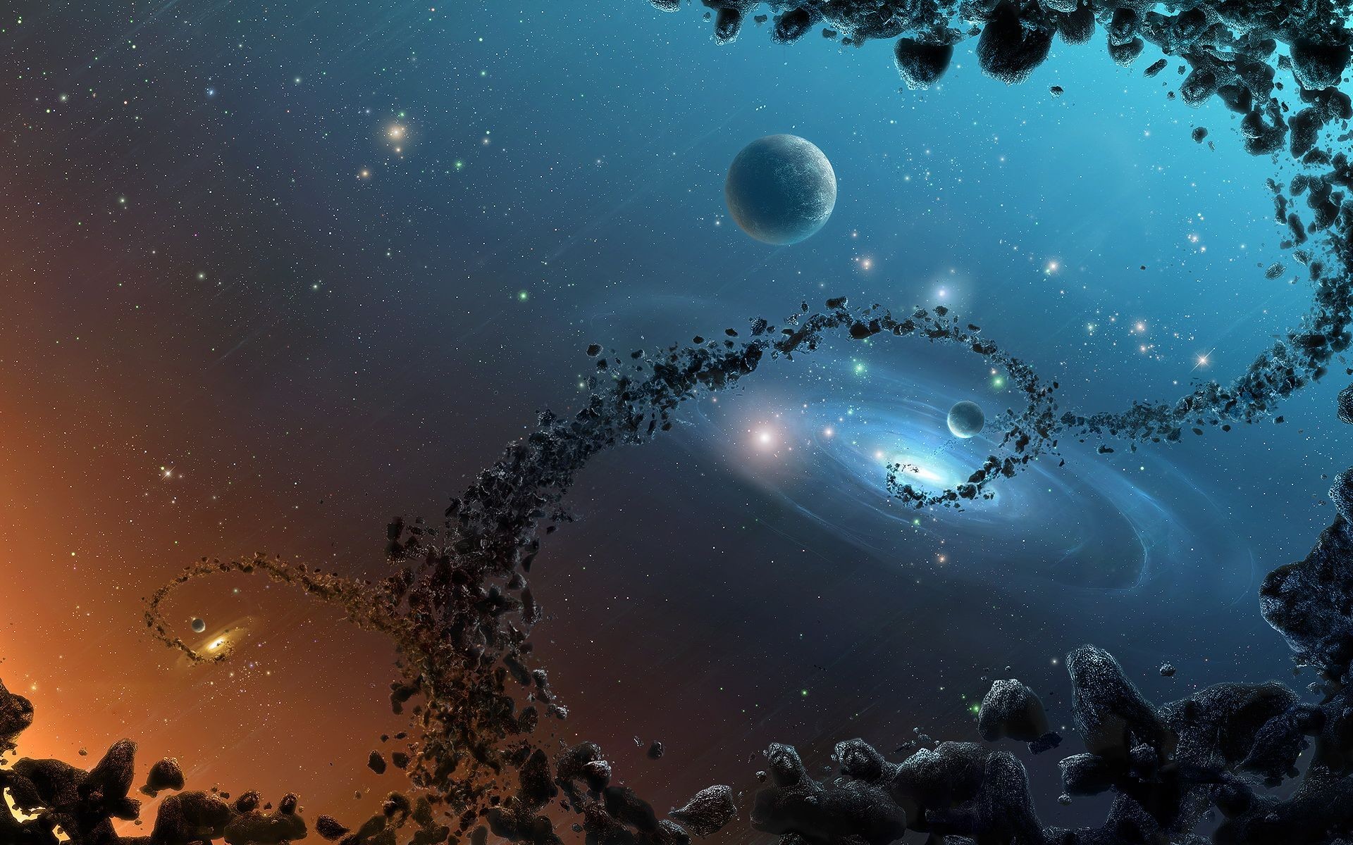 Pianeti, Galassia, Asteroidi, Fantascienza, 1920x1200, wallpaper desktop