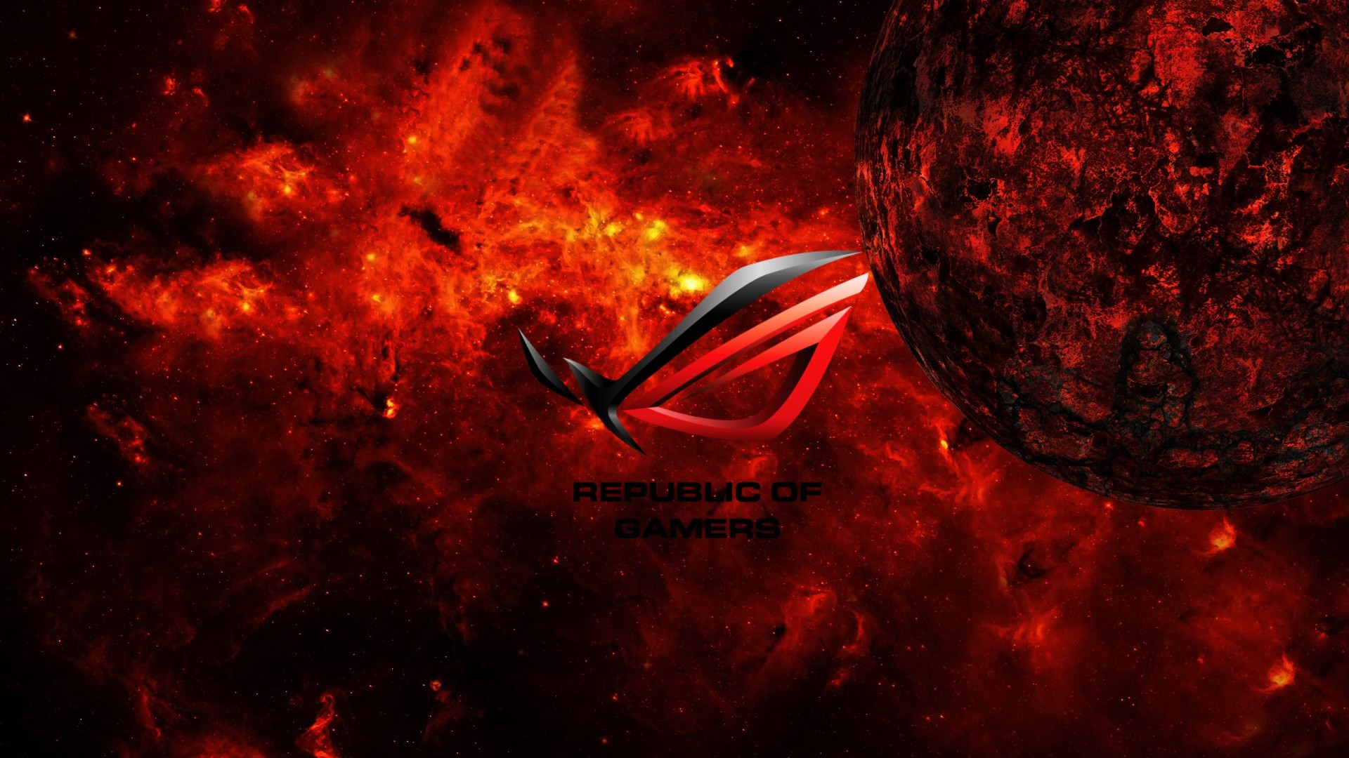 ASUS ROG, Republic of Gamers, Spazio, Pianeta rosso, Full HD, sfondo per PC