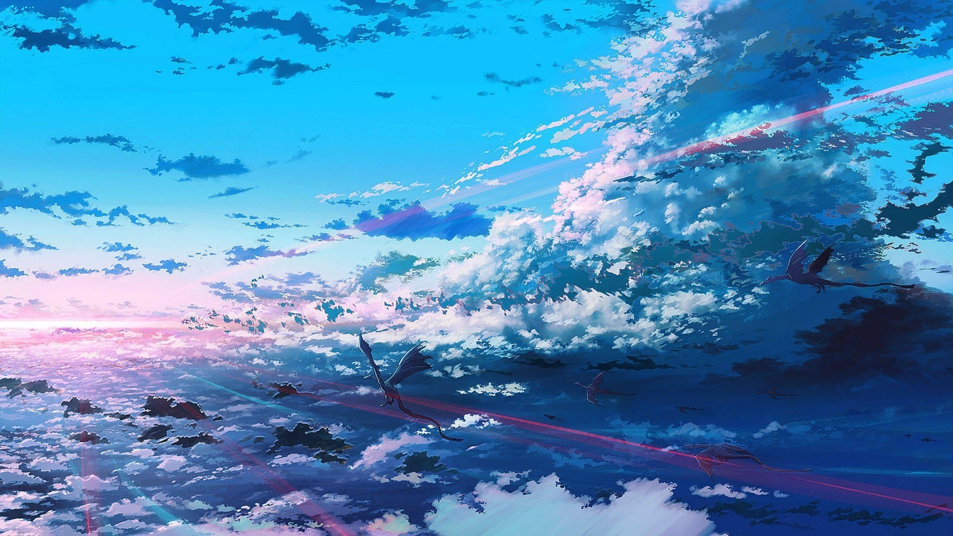 5 cm al secondo, Makoto Shinkai, Nuvole, Anime, Full HD, wallpaper desktop