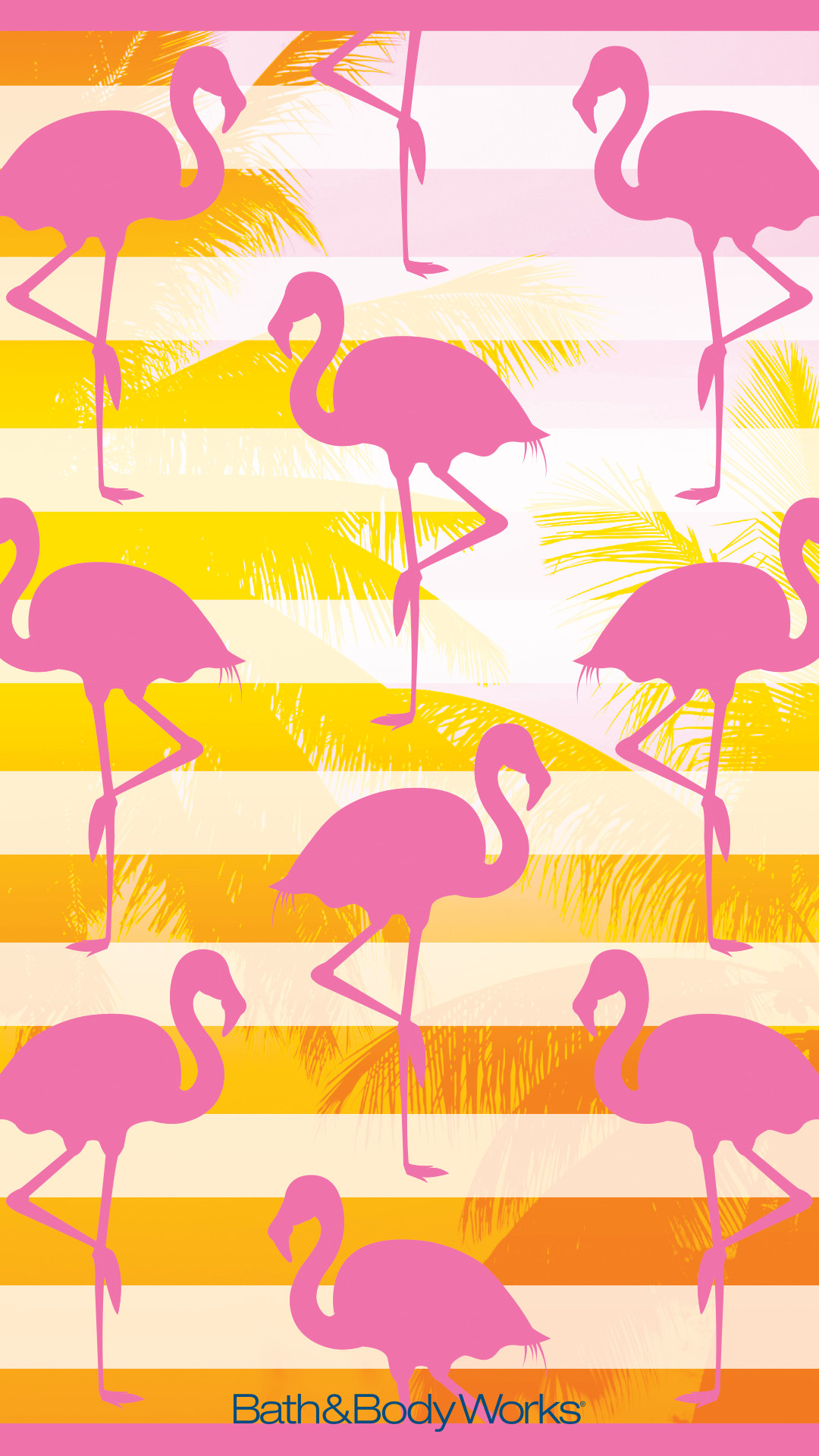 Fenicotteri, Bath & Body Works, Righe, Giallo, Tropicale, wallpaper per iPhone e Android