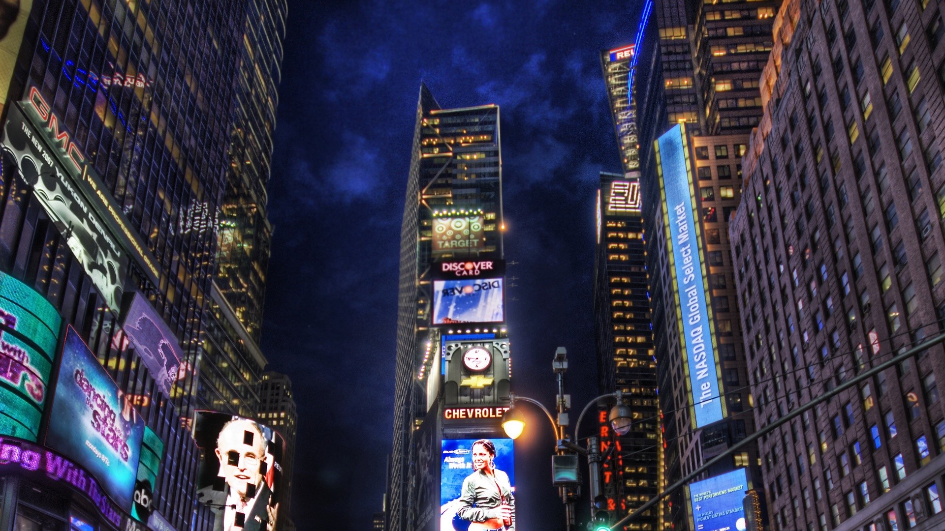 Times Square, New York, Grattacieli, Notte, Insegne luminose, Full HD, sfondo Windows 11
