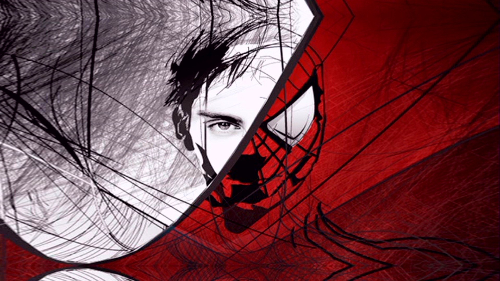 Spider-Man, Peter Parker, Disegno, Rosso, Full HD, sfondo per portatile