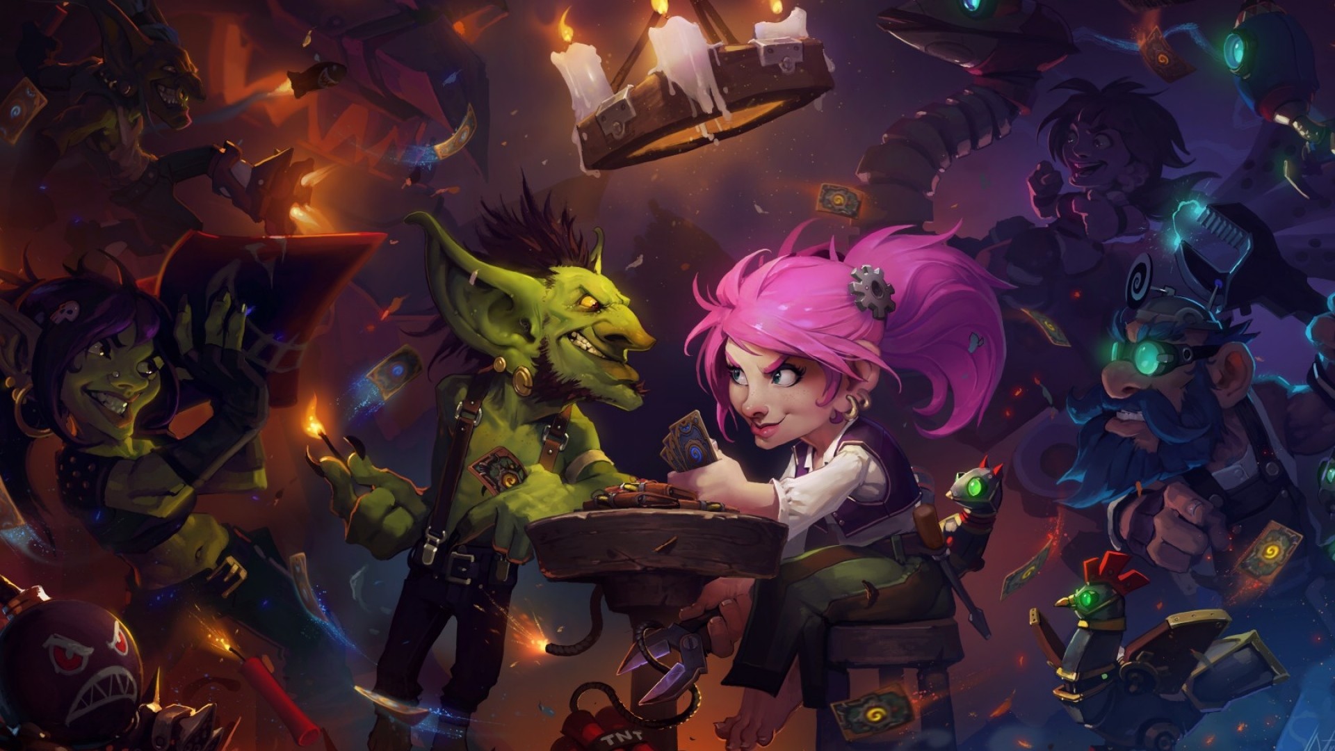 Hearthstone, Goblin vs Gnomi, Goblin, Gnoma, Taverna, 1920x1080, sfondo per PC