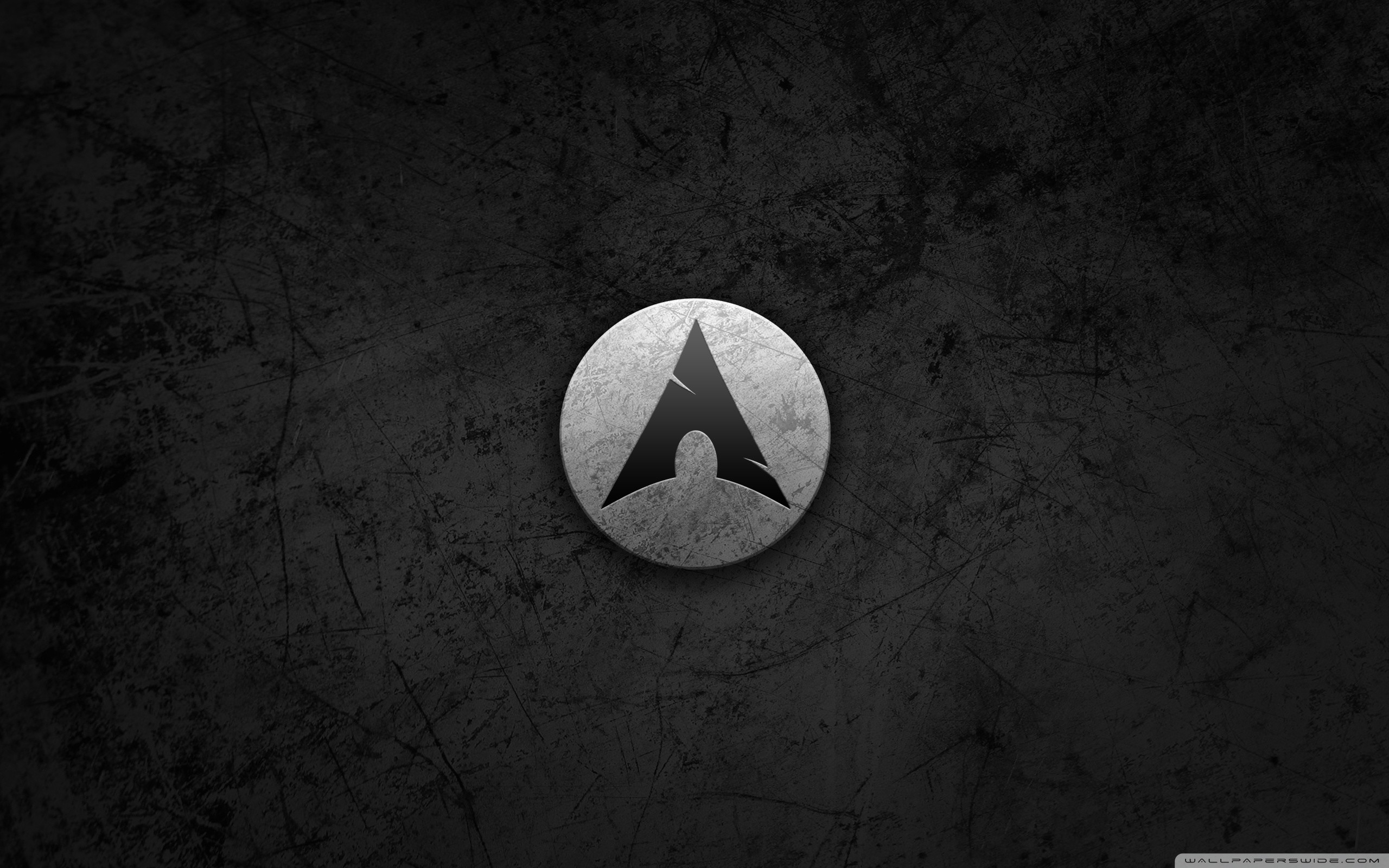 Arch Linux, Logo, Grunge, Toni scuri, 2K, sfondo desktop