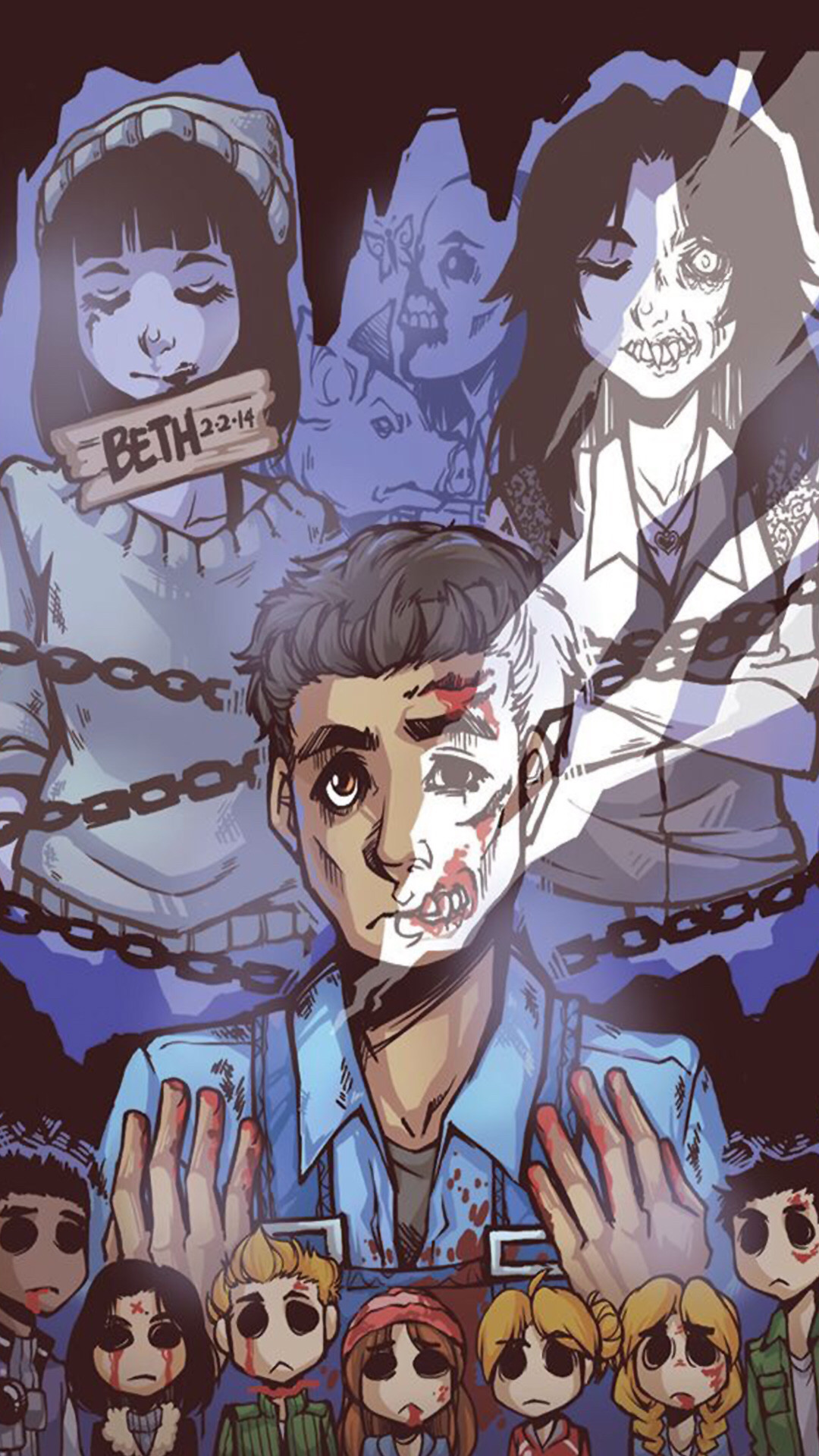 Until Dawn, Fan art, Personaggi, Fantasmi, Illustrazione, sfondo per iPhone e Android