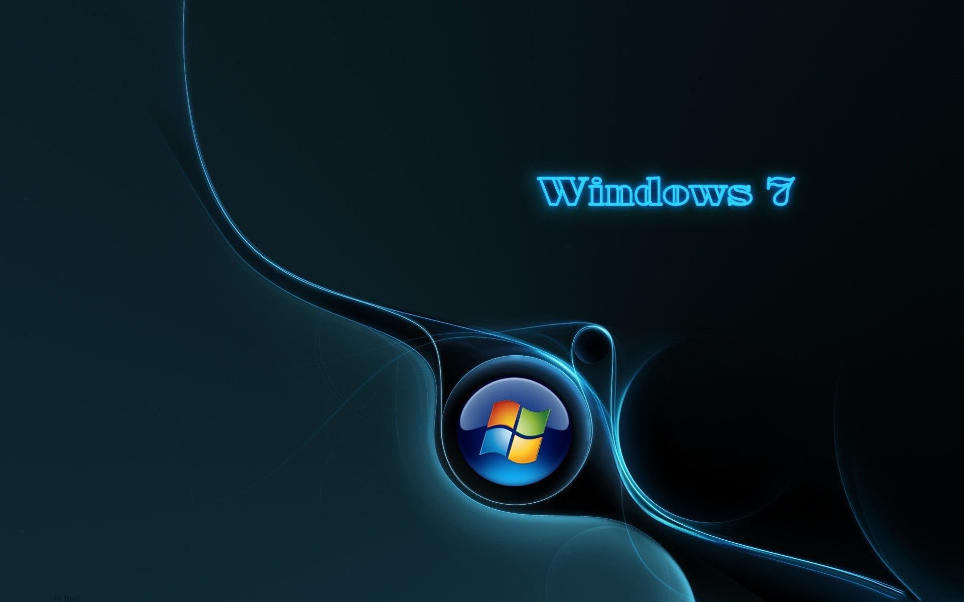 Windows 7, Pulsante Start, Curve, Sfondo scuro, 16:10 Full HD, wallpaper widescreen