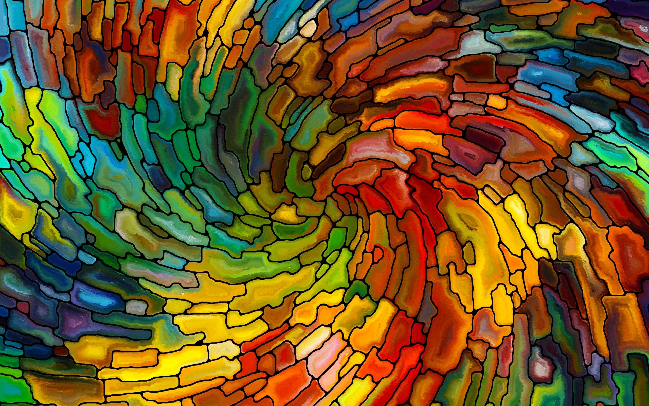 Vetrata, Mosaico, Vortice, Multicolore, 2K, sfondo per PC e portatile