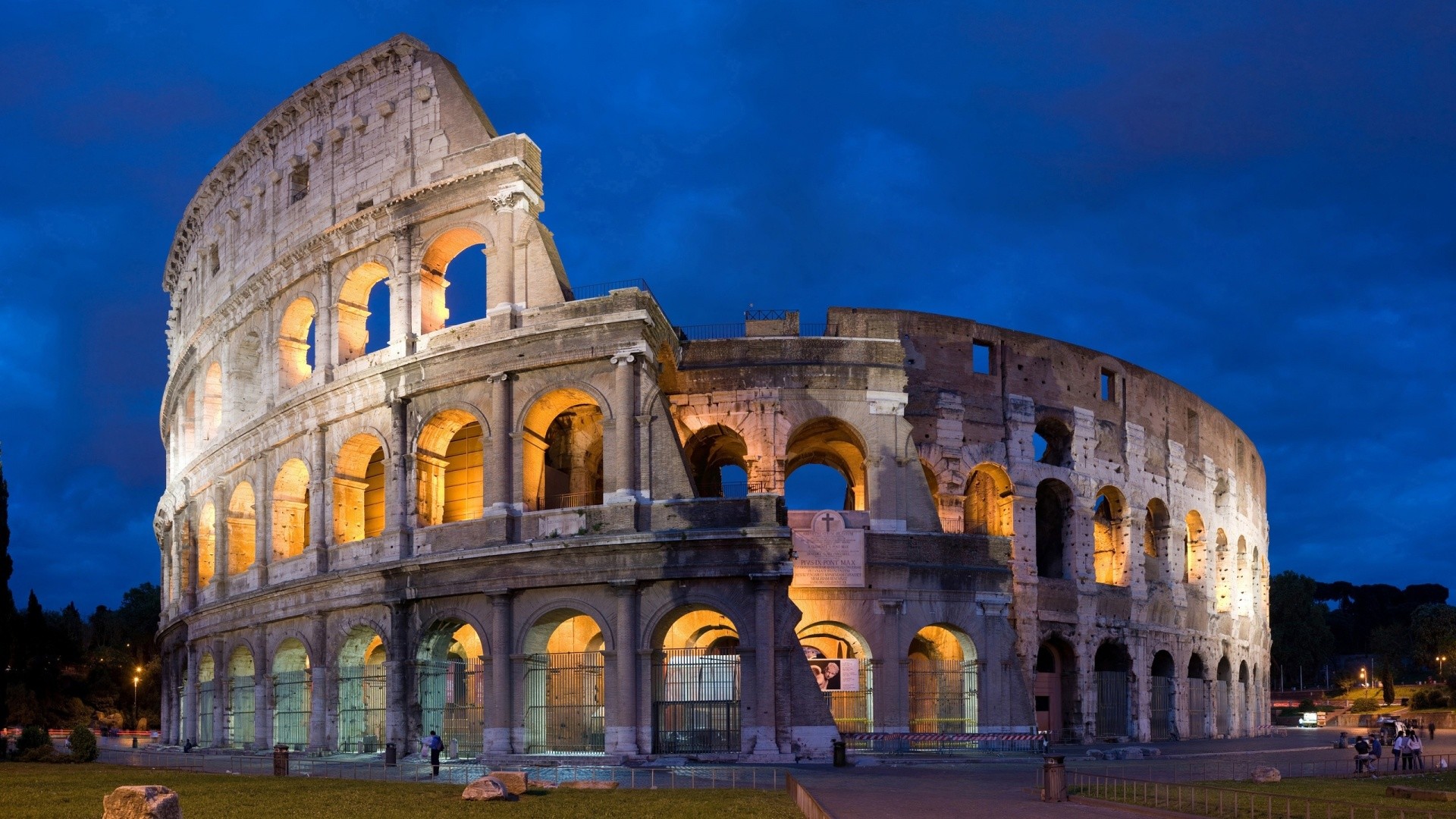 Colosseo, Roma, Italia, Notte, Monumento, 1920x1080, sfondo per PC