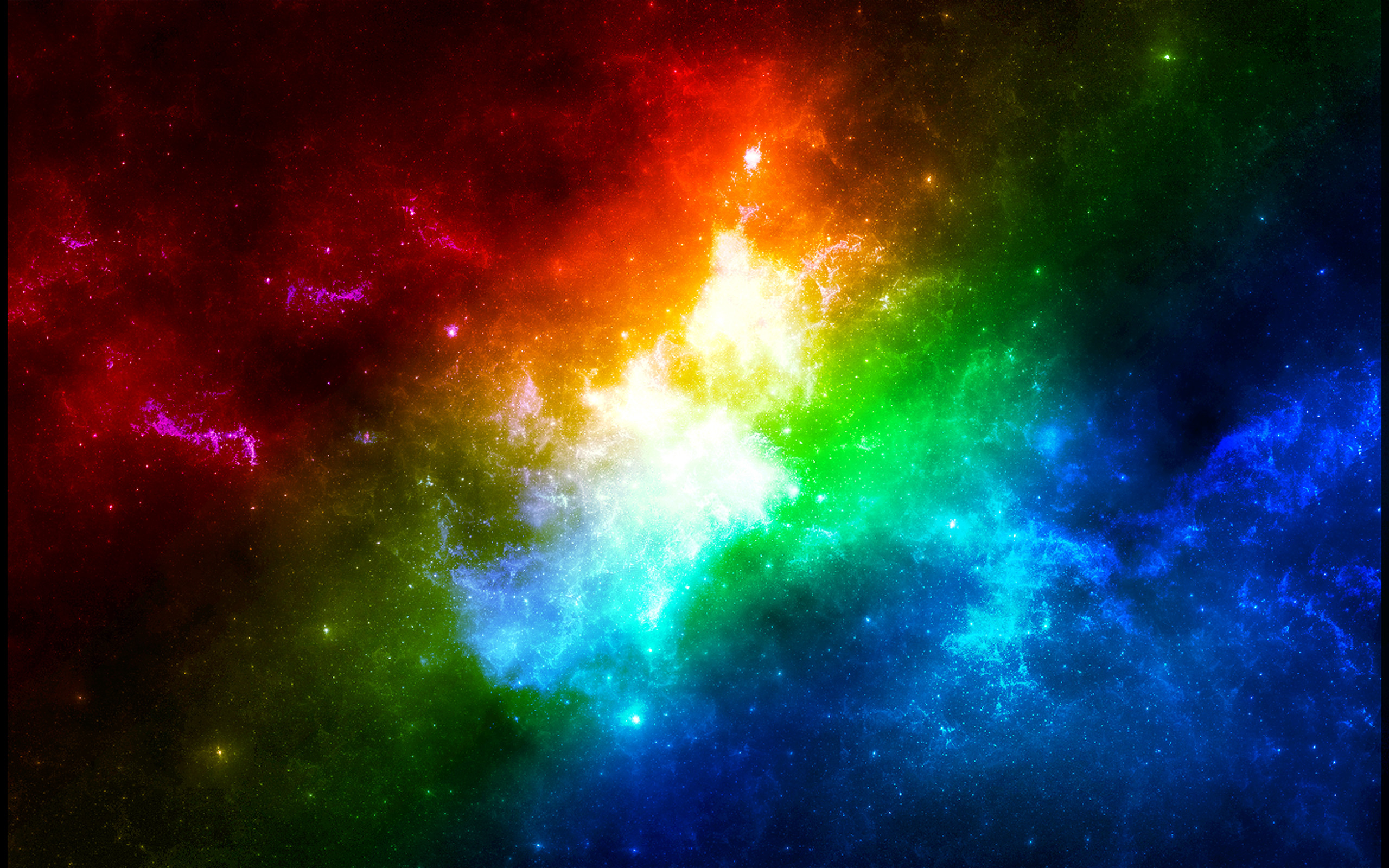 Nebulosa, Spazio, Arcobaleno, Stelle, sfondo 2K per desktop