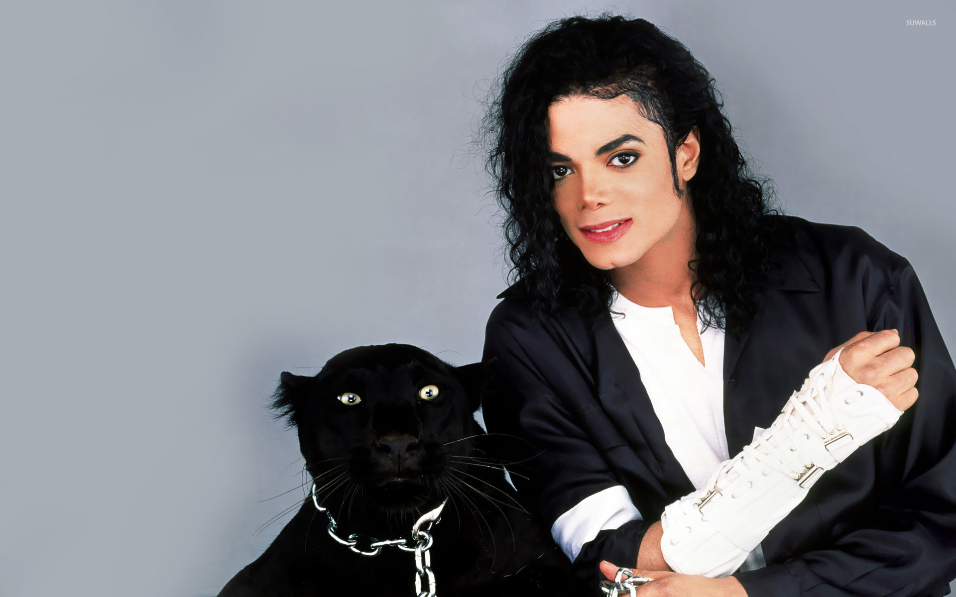 Michael Jackson, Pantera nera, Servizio fotografico, Sfondo grigio, wallpaper 1920x1200