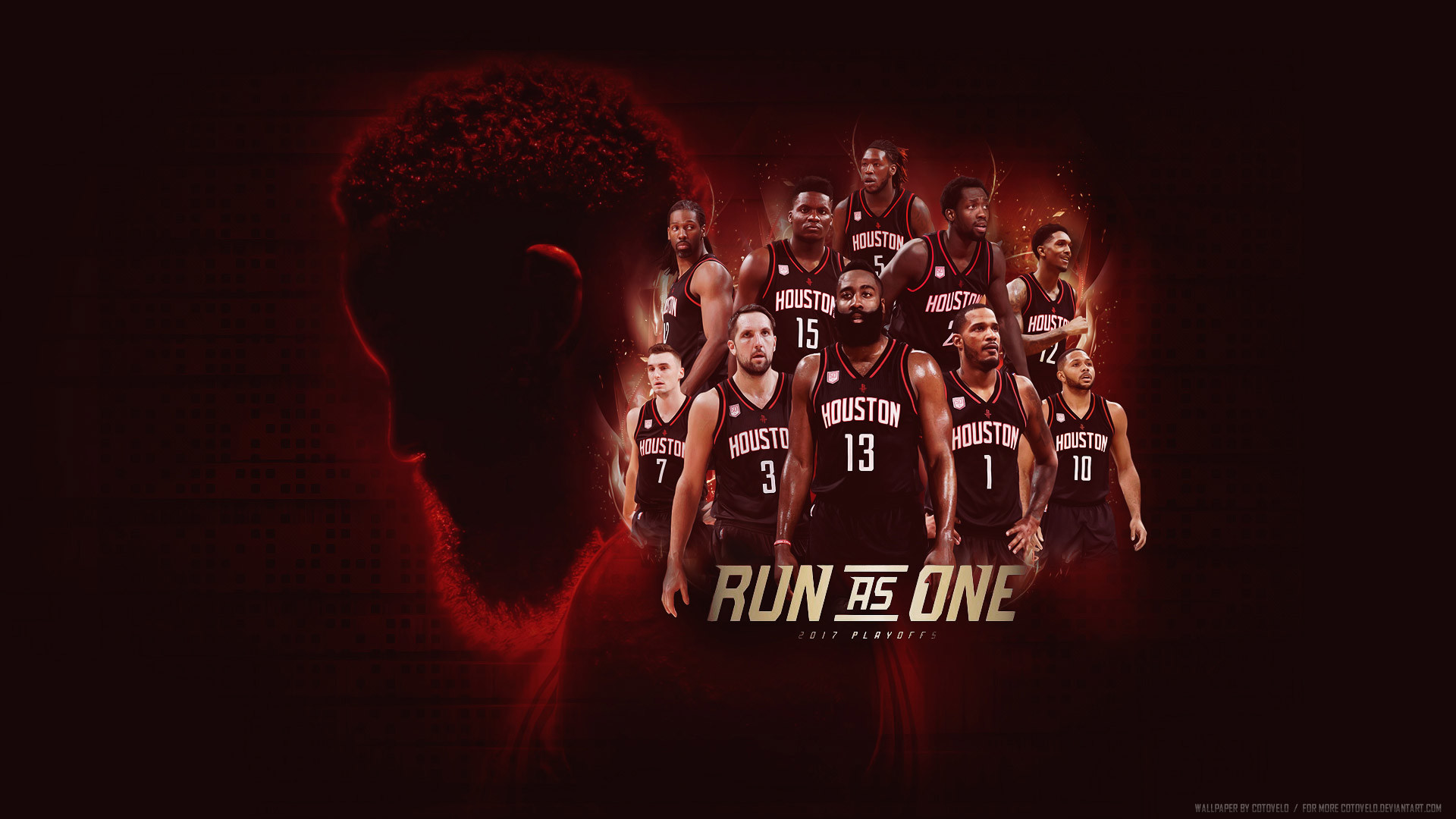 Houston Rockets, Run as One, James Harden, Squadra, Rosso, Full HD, sfondo per portatile