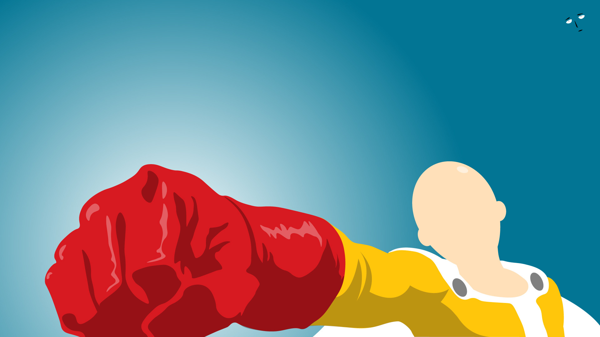 Saitama, One Punch Man, Pugno, Minimalista, Azzurro, Full HD, sfondo desktop