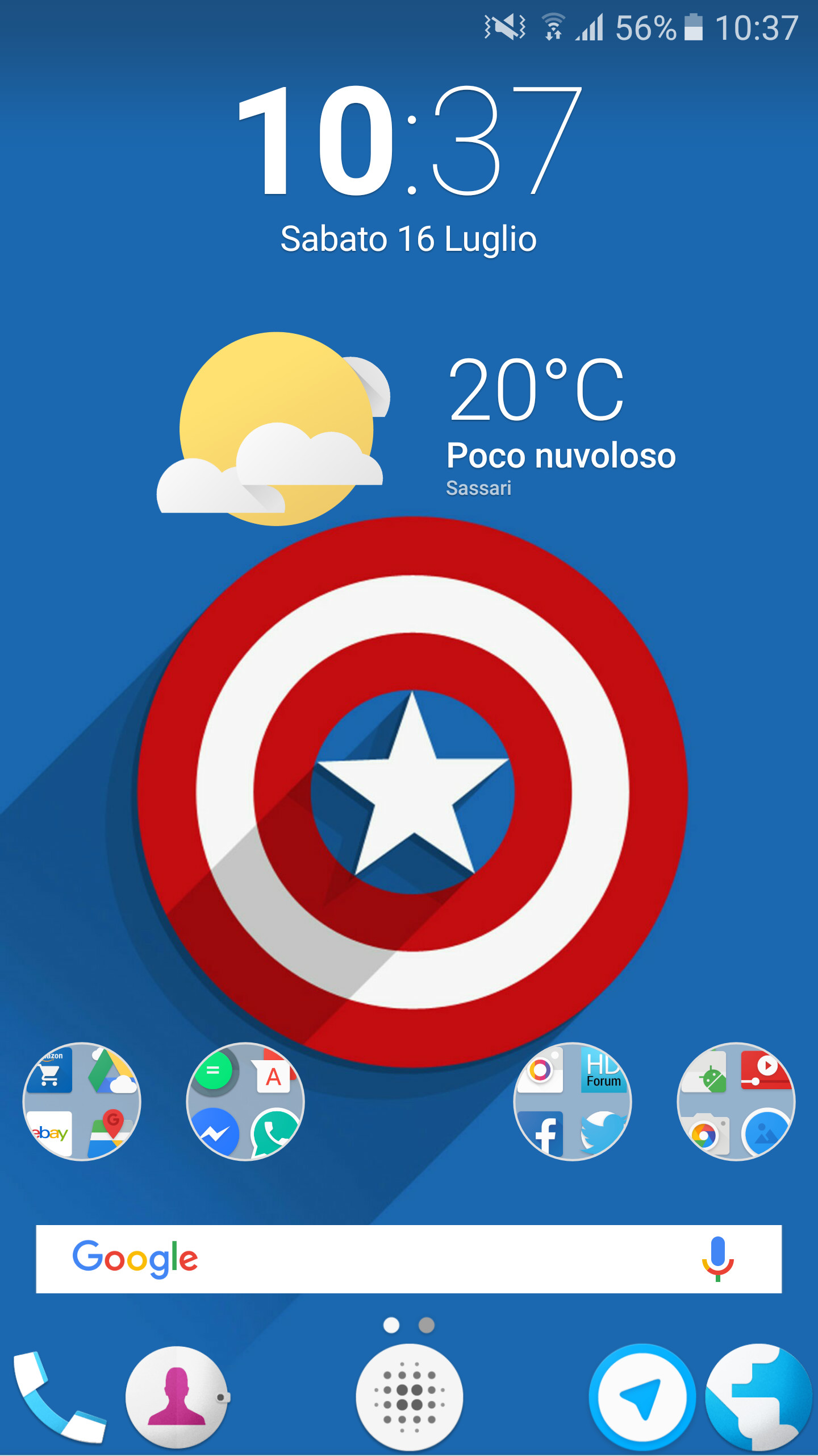 Scudo di Capitan America, Marvel, Schermata home, Blu, QHD+, wallpaper per smartphone