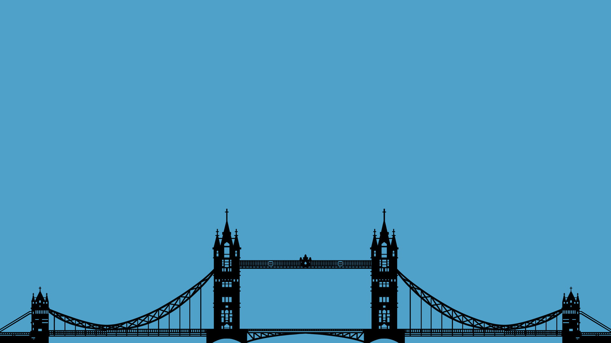 Tower Bridge, Londra, Silhouette, Cielo azzurro, 2K 1440p, sfondo desktop