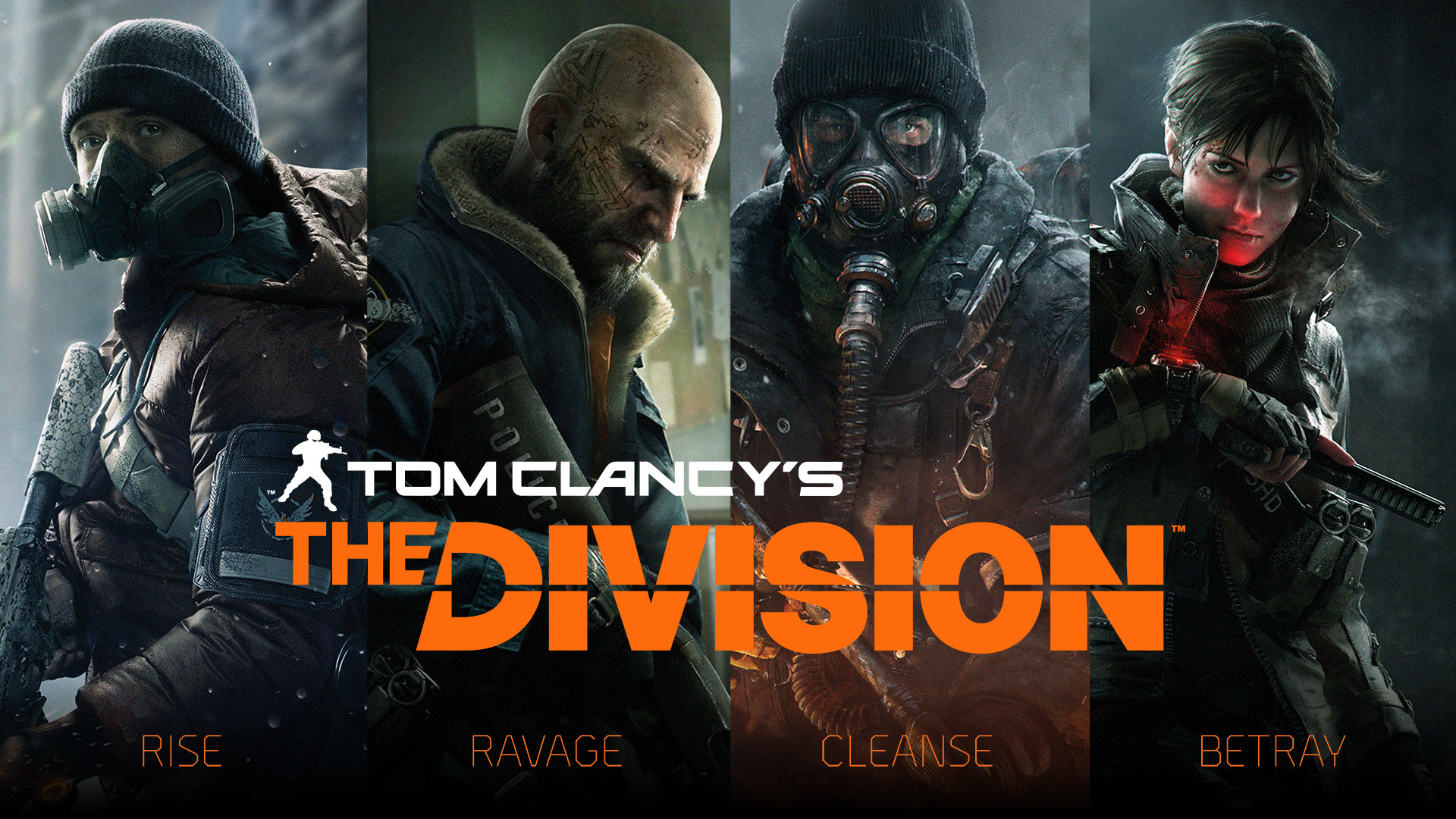 Tom Clancy's The Division, Fazioni nemiche, Logo, Rise Ravage Cleanse Betray, immagine di sfondo