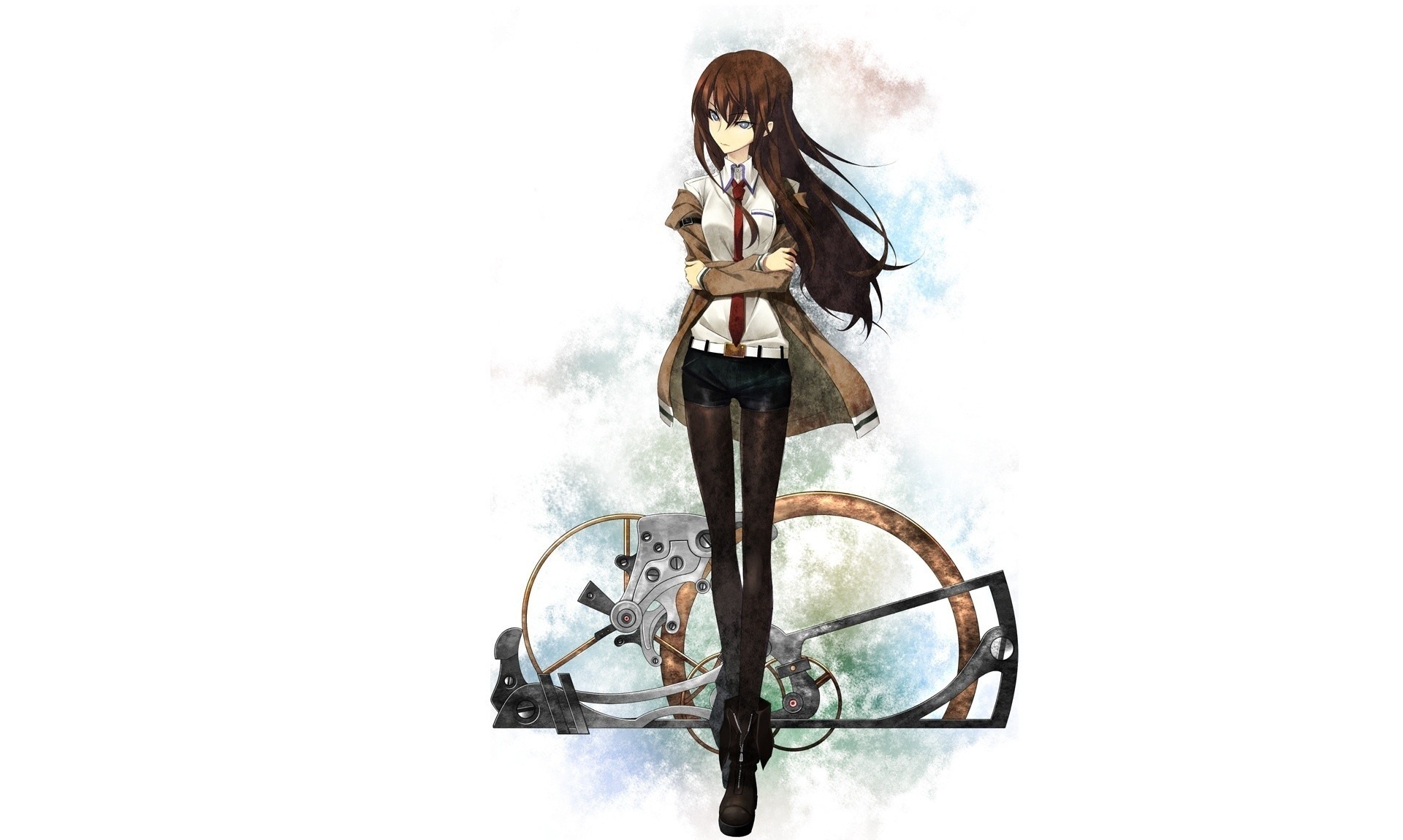 Kurisu Makise, Steins;Gate, Macchina del tempo, Sfondo bianco, Full HD, wallpaper per computer
