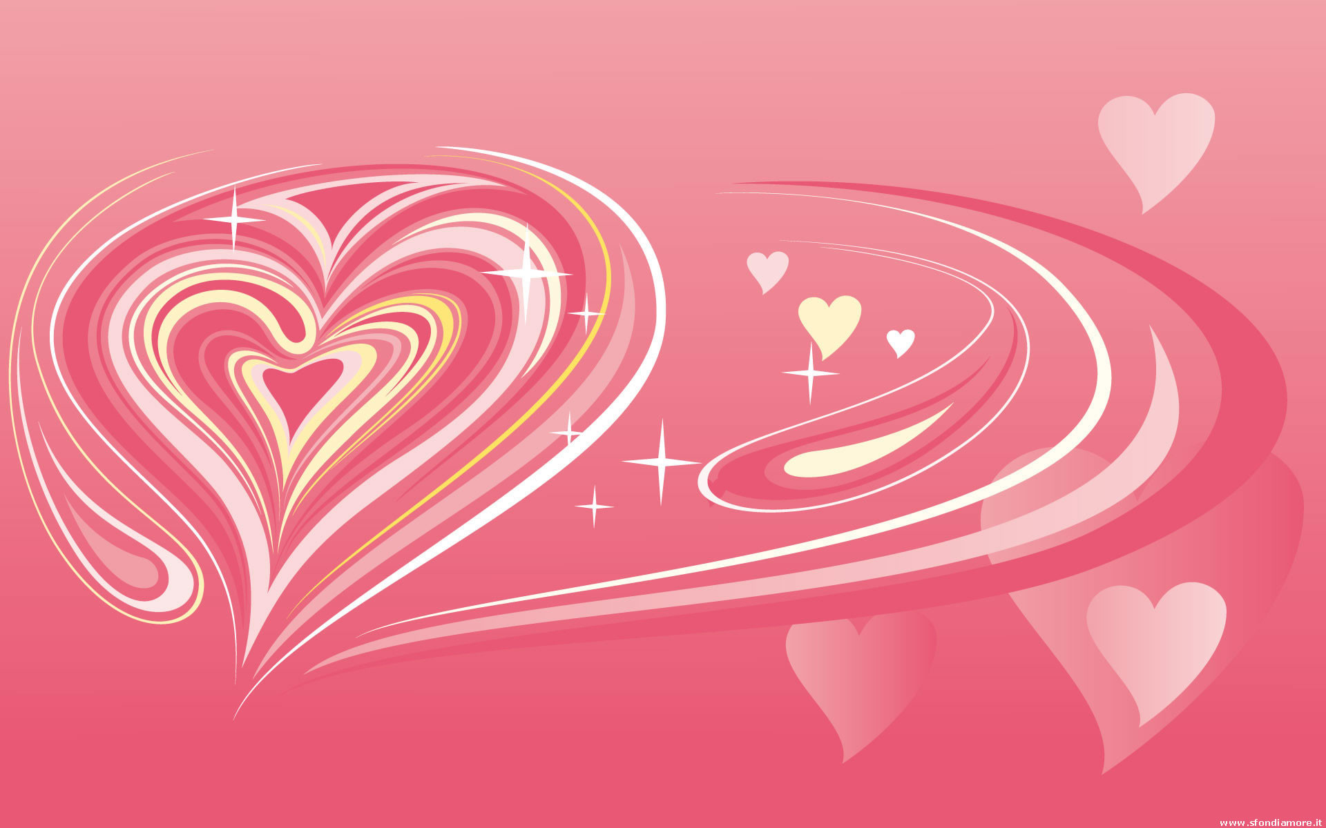 Cuori, Sfondo rosa, Linee curve, Romantico, 16:10 Full HD, wallpaper widescreen