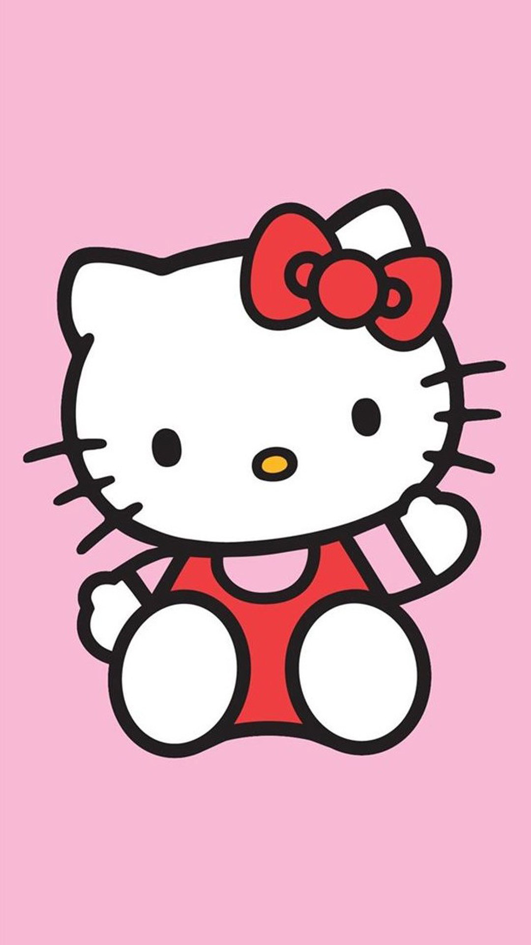 Hello Kitty, Sanrio, Sfondo rosa, Fiocco rosso, Full HD, schermata di blocco del cellulare
