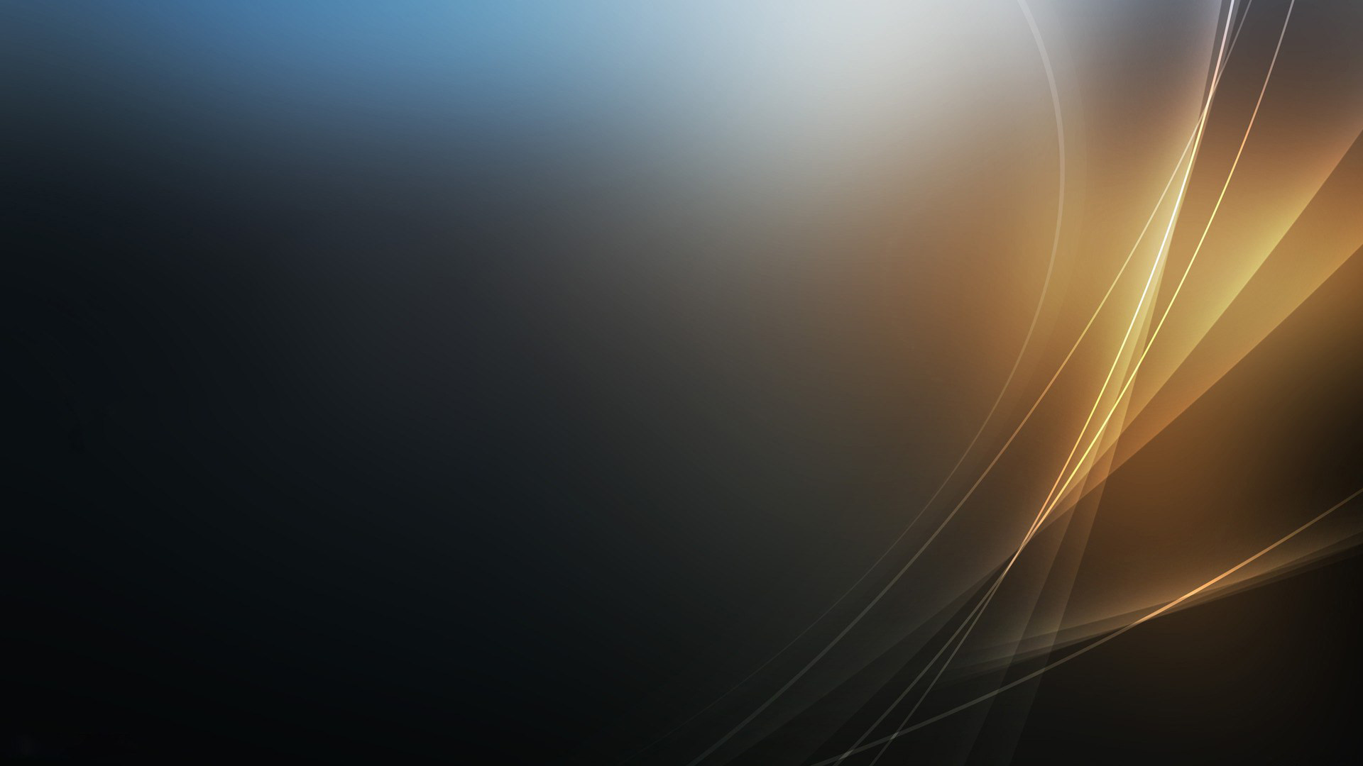 Astratto, Linee curve, Luce dorata, Sfondo scuro, Minimalismo, Full HD, wallpaper desktop
