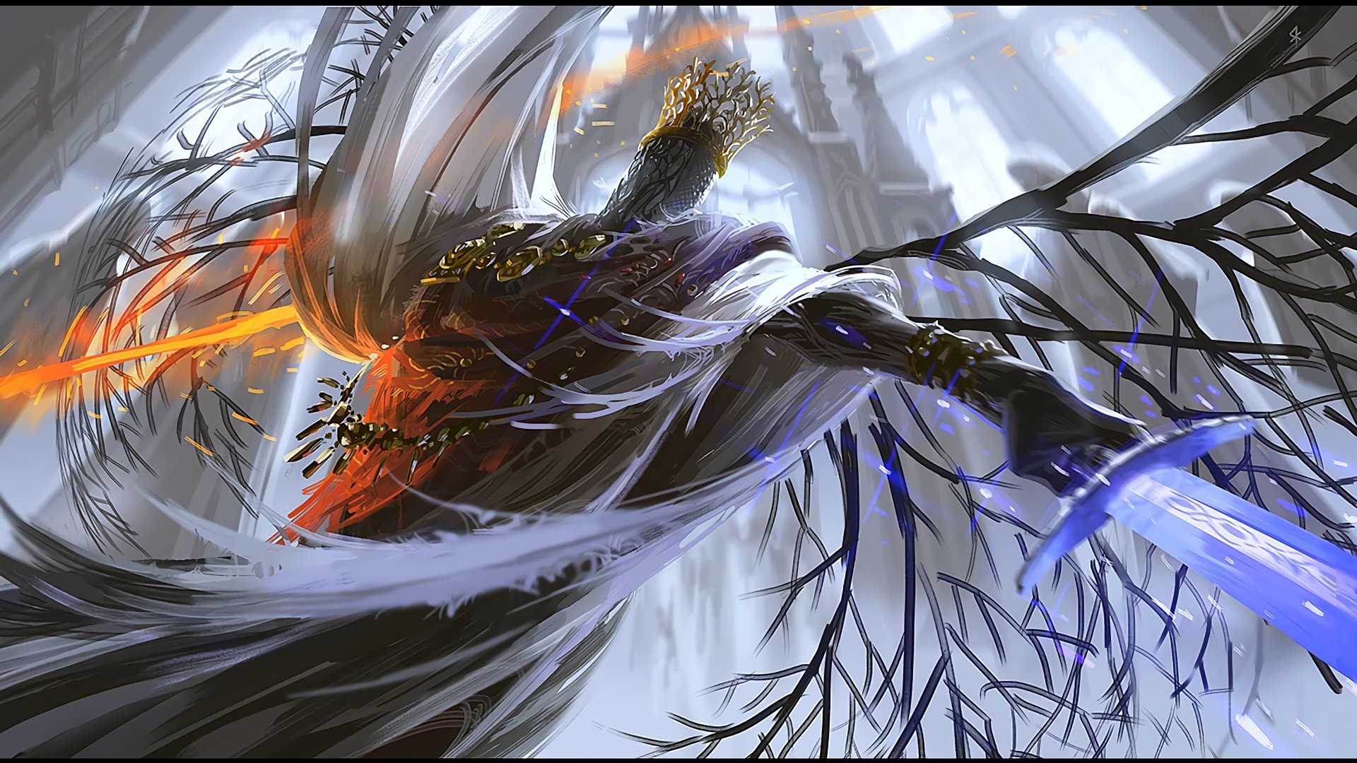 Dark Souls III, Arte digitale, Rami, Bianco, Full HD, wallpaper per PC